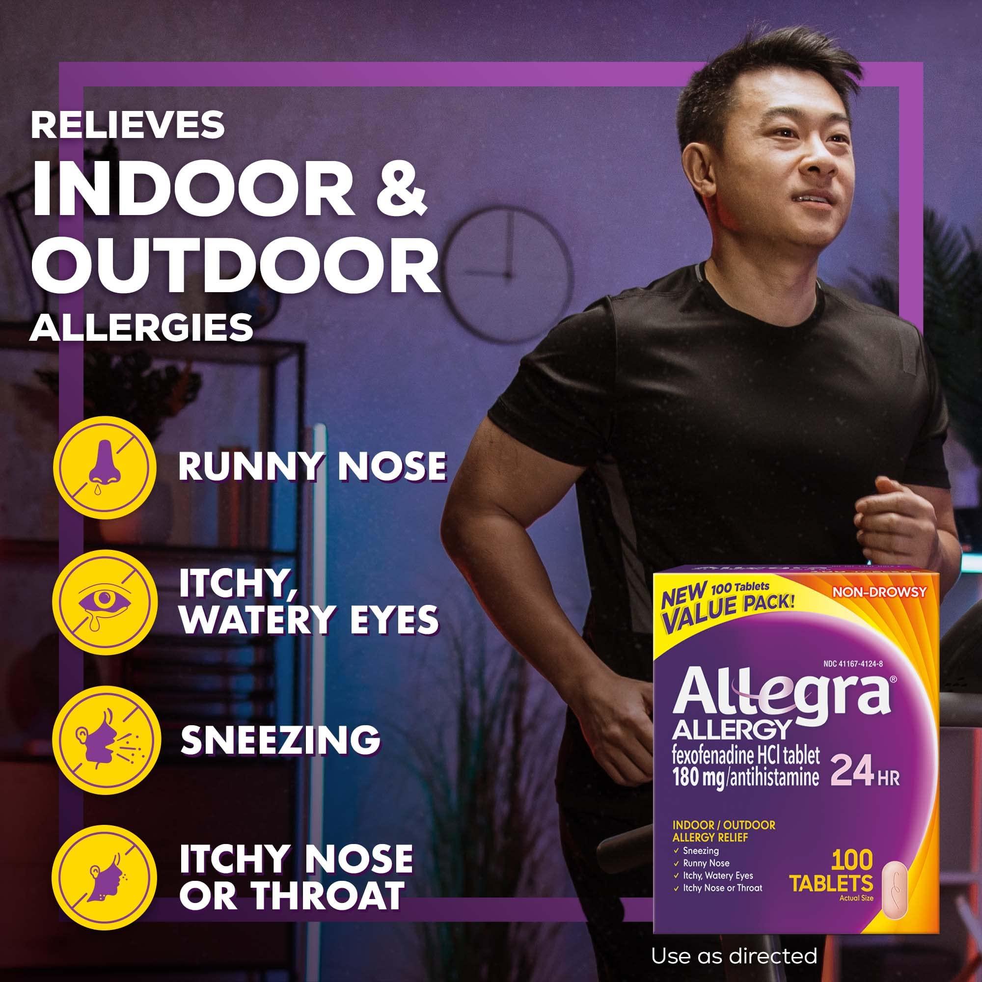 Allegra Allegra 24HR Adult Non-Drowsy Antihistamine Tablets, 100-Count, 24-Hour Allergy Relief, 180 mg & Adult 24HR Non-Drowsy Antihistamine Gelcaps, 60-Count, Fast-Acting Allergy Symptom Relief, 180 mg