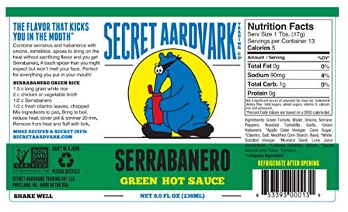 Secret Aardvark Secret Aardvark Serrabanero Hot Sauce  Serrano & Green Habanero Hot Sauce, Green Spicy Sauce, Non-GMO, Low Carb, Low Sugar, Green Hot Sauce & Marinade  8 fl oz 3 Pack