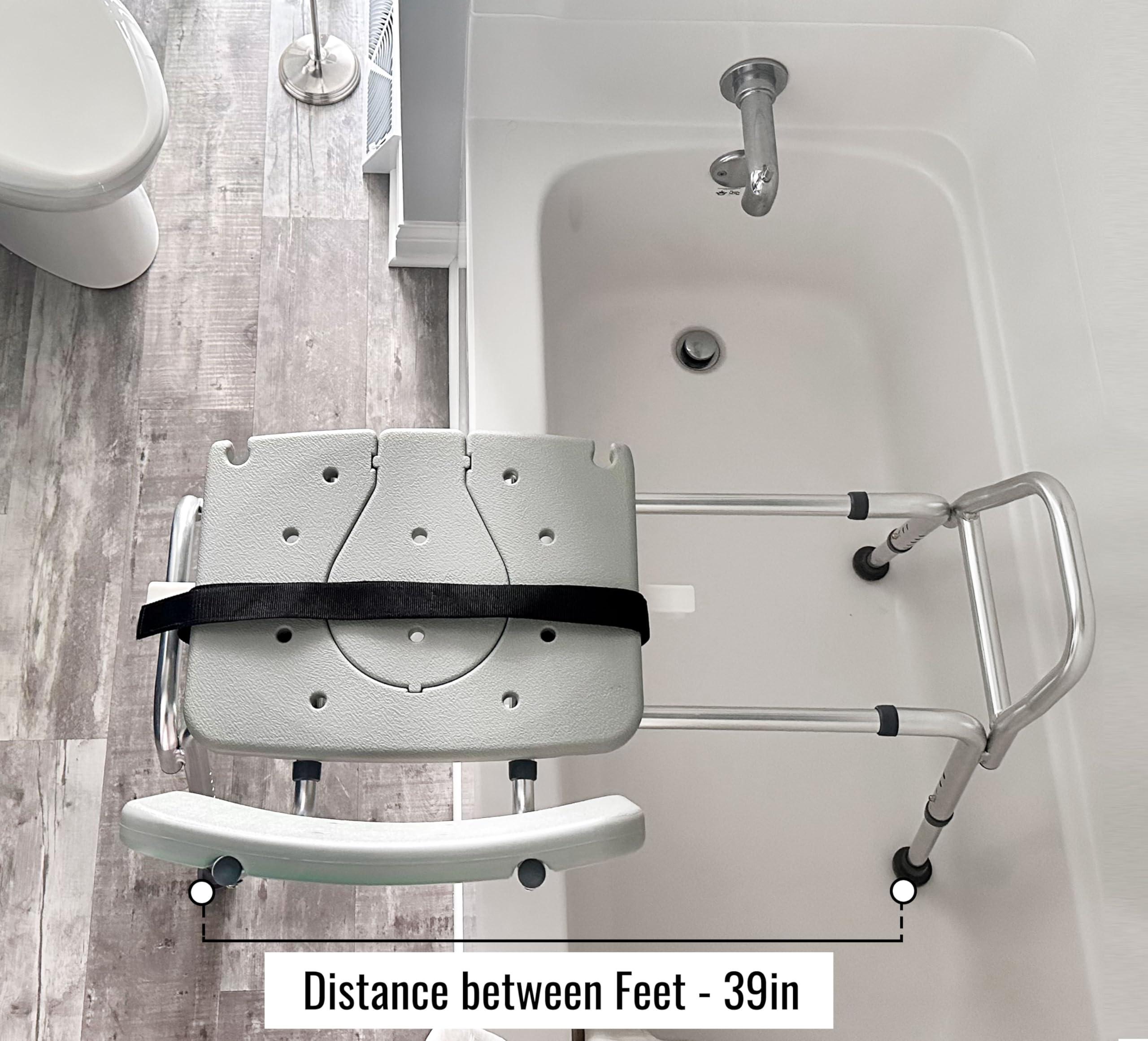 DMI DMI Tub Transfer Bench and Shower Chair with Non Slip Aluminum Body, FSA Eligible, Adjustable Seat Height and Cut Out Access, Holds Weight up to 400 Lbs, Bath and Shower Safety, Transfer Bench