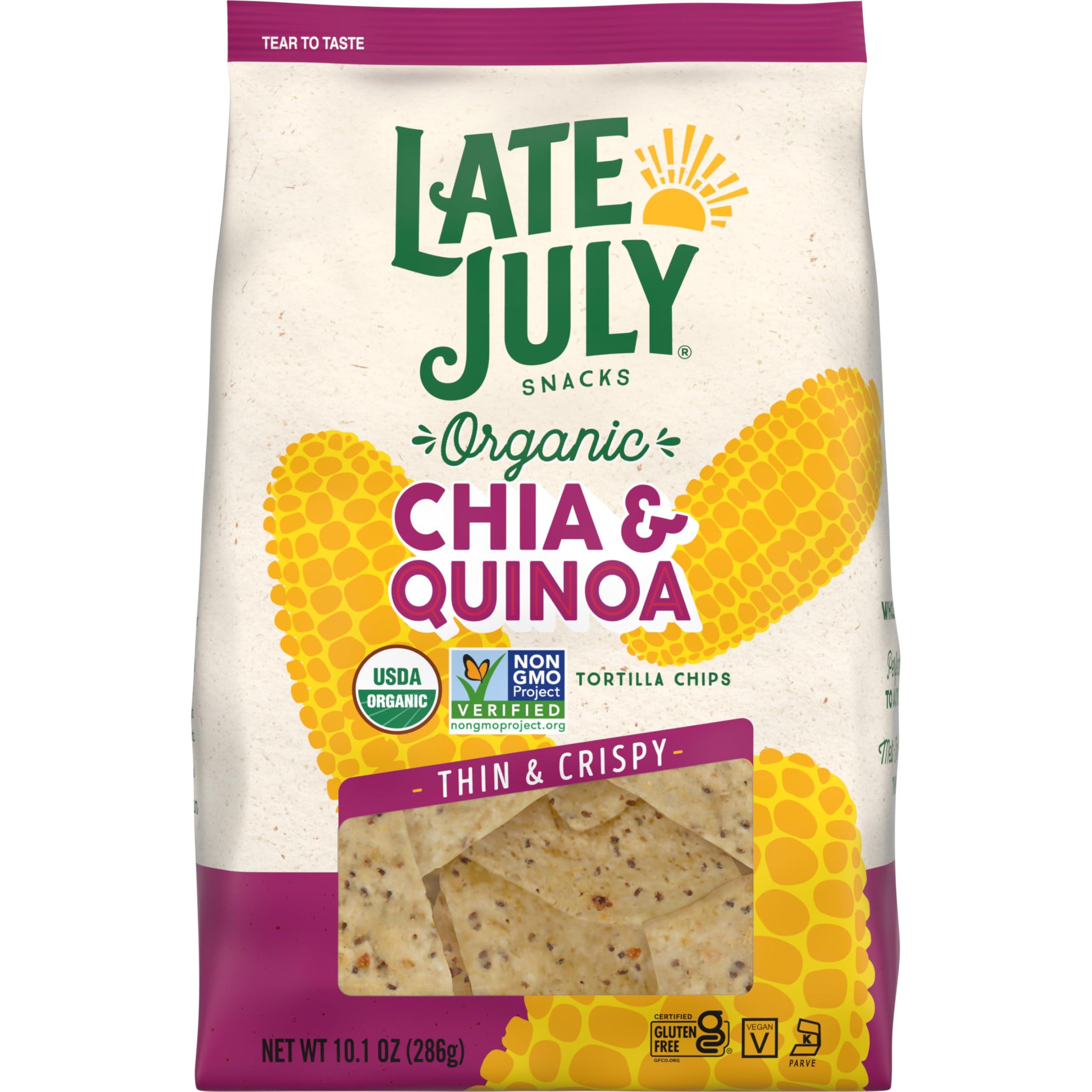 Late July Late July Snacks Thin and Crispy Organic Tortilla Chips with Chia and Quinoa, 10.1 oz Bag