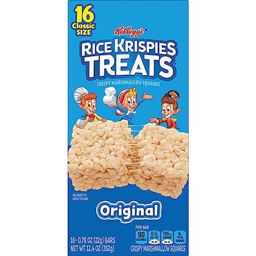 RICE KRISPIES TREATS Rice Krispies Treats Crispy Marshmallow Squares, Kids Snacks, Snack Bars, Original, 12.4oz Box (16 Bars)