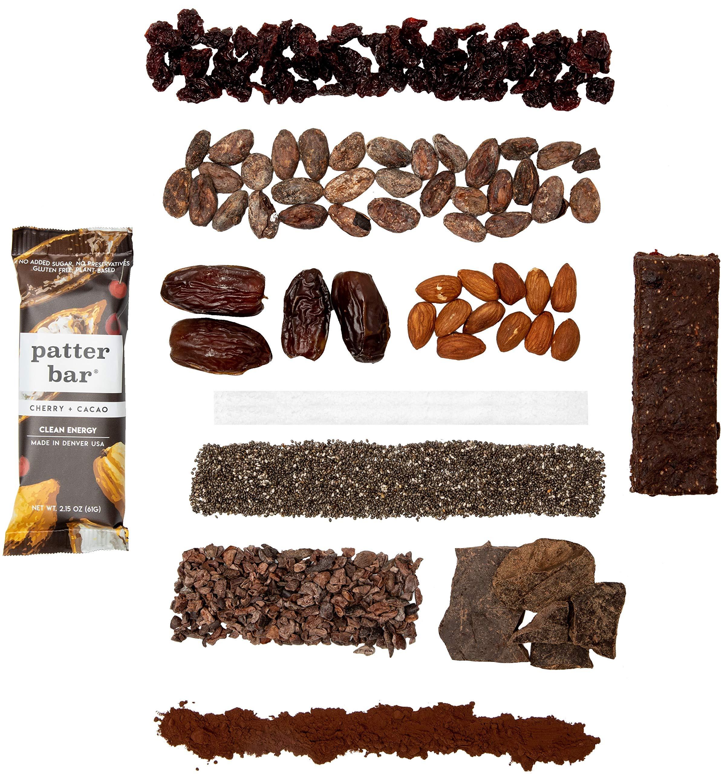 Patter Bar Patter Bar Paleo Bars, Cherry Cacao | Vegan, Whole 30, Paleo, Real Fruit, No Added Sugar, Gluten Free, Dairy Free | Plant Based Energy Bar, Vegan Bars, Cashew Bars, Vegan Protein Bar, 12-Pack