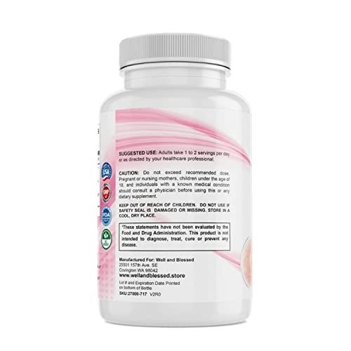 Well and Blessed Multi Premium Collagen Supplements for Women with Vitamin C, E -Tighten Skin, Reduce Wrinkles, Strong Nails, Joints & Hair Growth - Anti Aging Skin Care Supplements for Women -90 Capsules