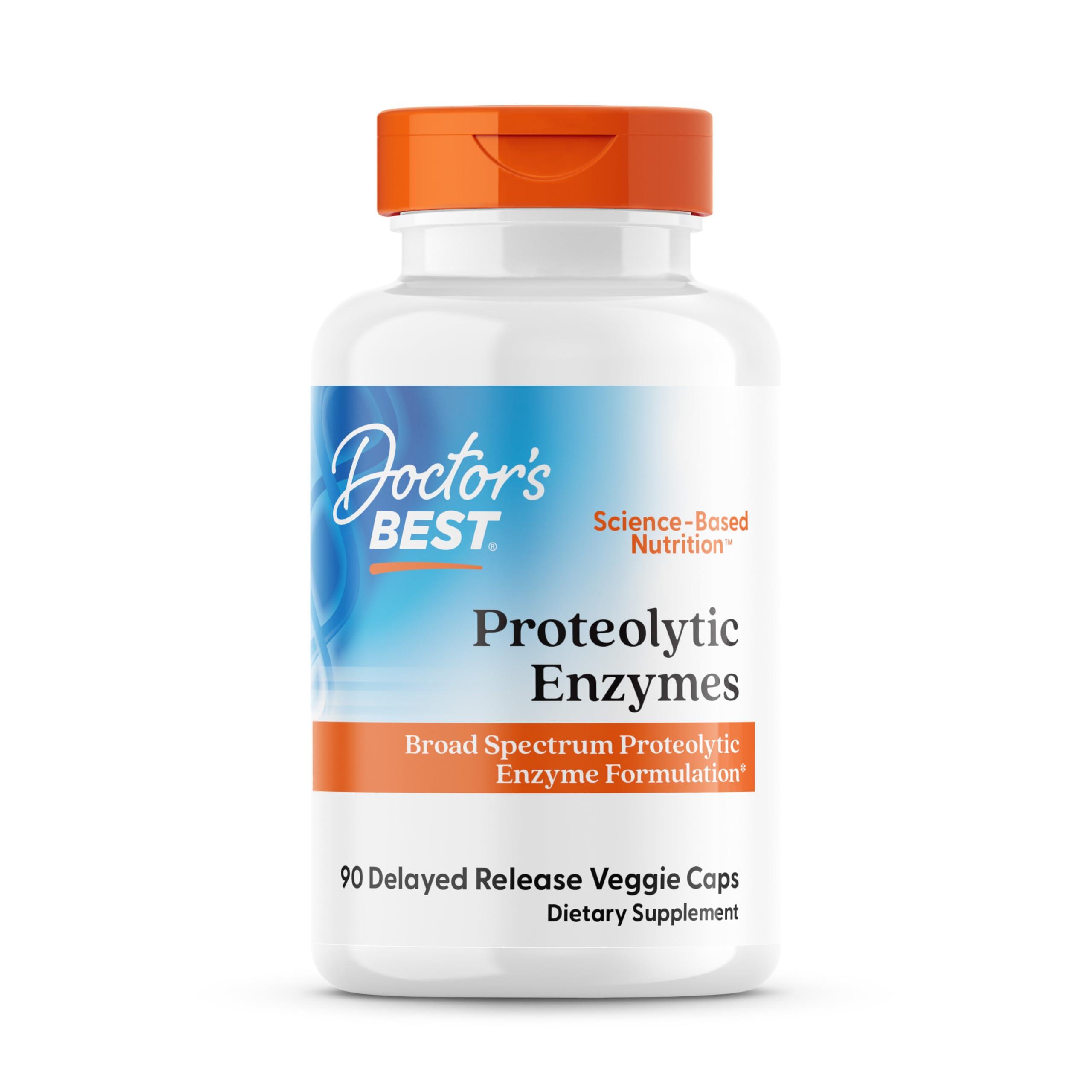 Doctor's BEST Doctors Best Proteolytic Enzymes, Broad Spectrum Proteolytic Enzyme Formulation, Non-GMO, Vegetarian 90 Delayed Release Veggie Caps