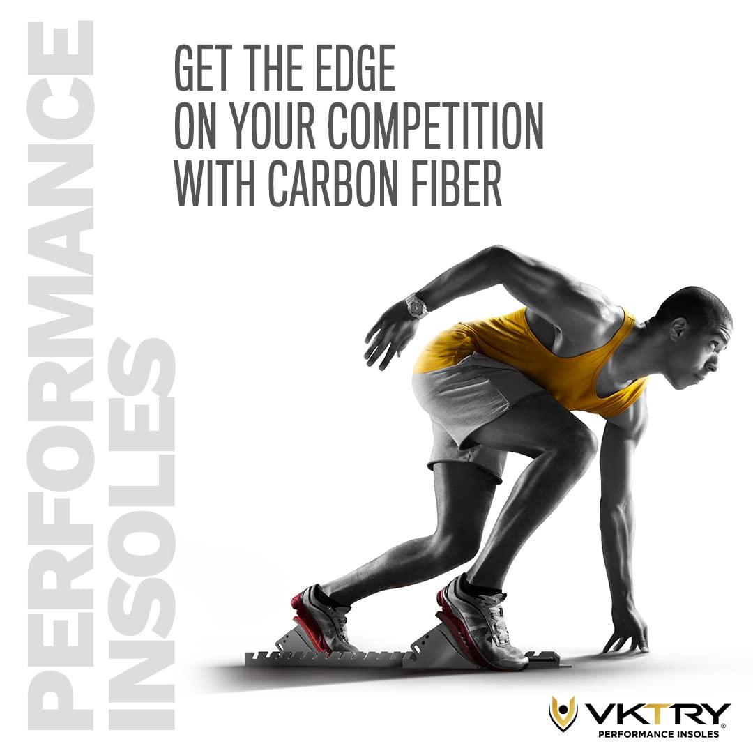 VKTRY VKTRY Performance Insoles - Silver VKs- Carbon Fiber Shock Absorbing Sport Shoe Insoles for Amateur Running, Basketball, Athletics US: Men 10-10.5, Women 12-12.5 and Booster Strap Accessory Large