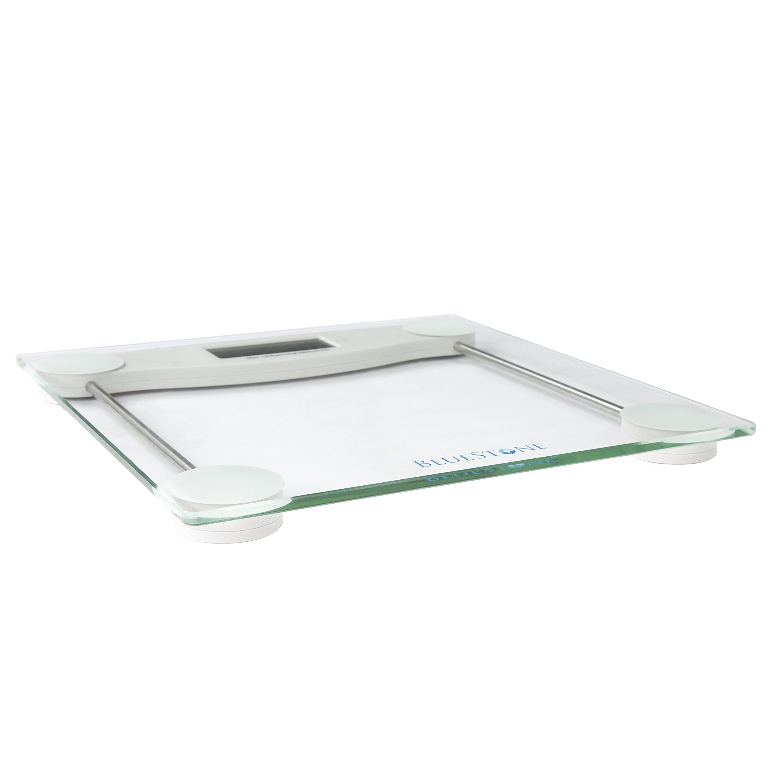 Bluestone Digital Body Weight Bathroom Scale - Step-On Weighing Machine - Accurate Measurement - Large LCD Display with Clear Glass Base by Bluestone