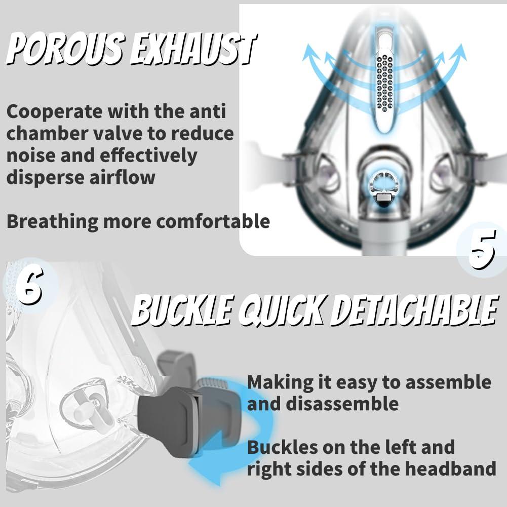 viohead Universal Replacement Full Face Cushion Full Set Include Headgear, Elbows, Frame, Full Face Supplies to Improve Wearing Comfort - Medium (M)