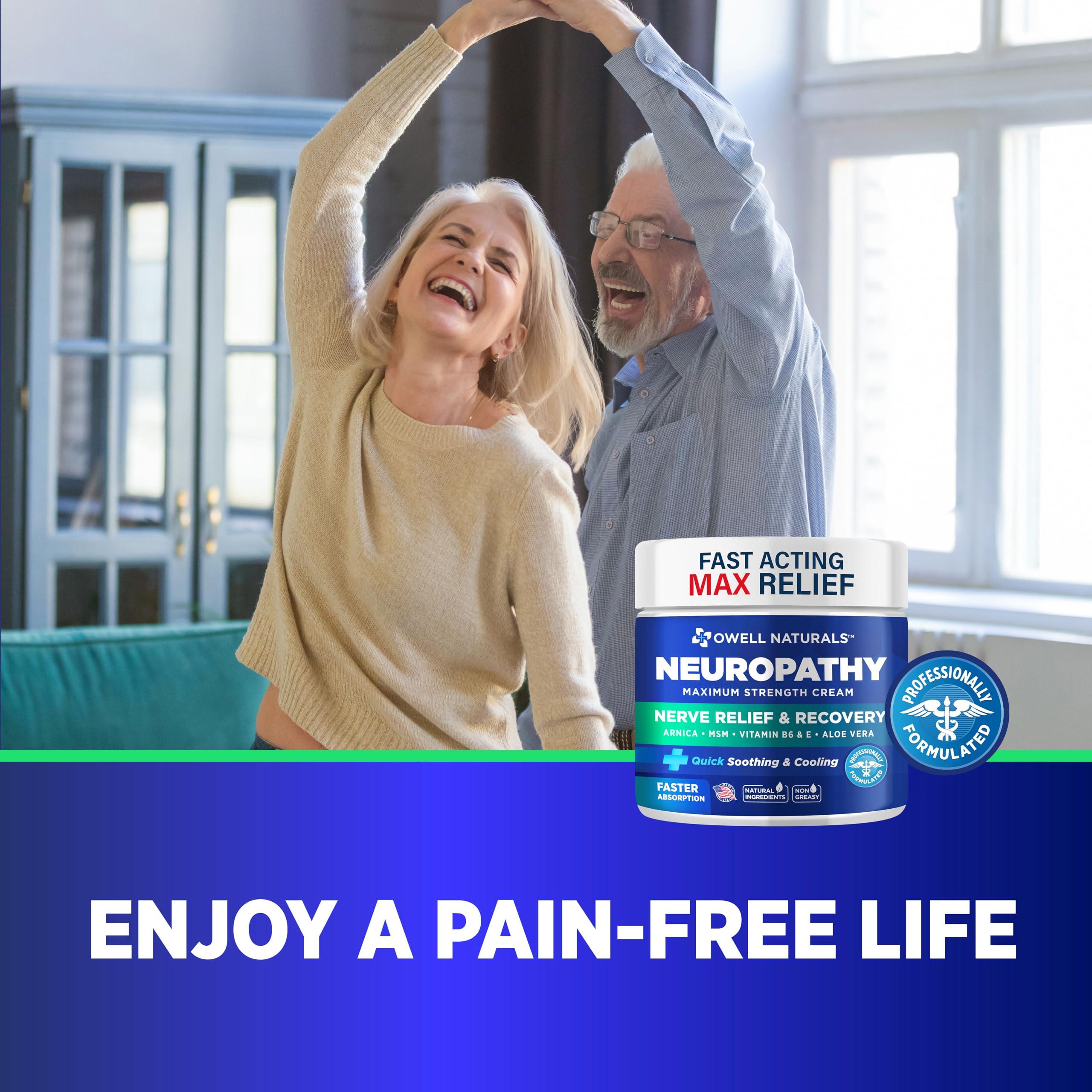 OWELL NATURALS OWELL NATURALS Neuropathy Cream Extra Strength Nerve Relief Cream for Foot, Hands, Legs, Toes with Arnica, Vitamin B6, Aloe Vera, MSM - Made in USA