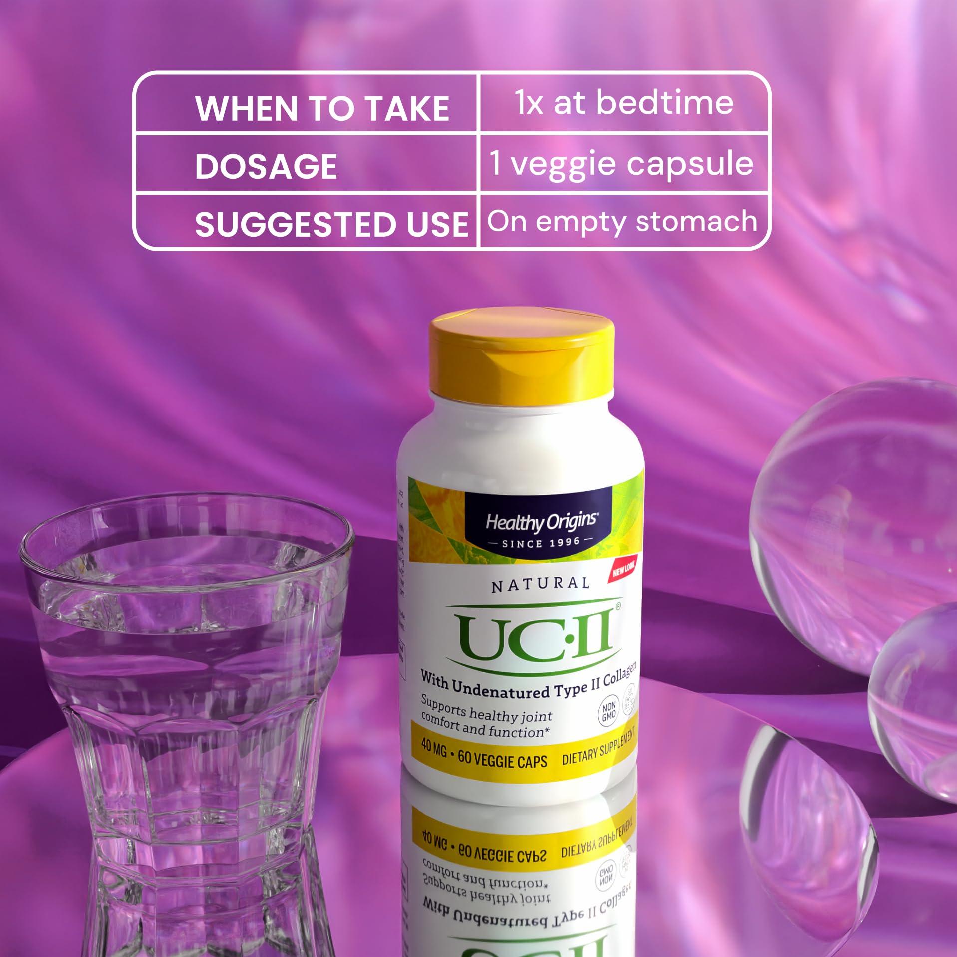 Healthy Origins Healthy Origins UC-II 40 mg (Undenatured Type II Collagen, Non-GMO, Gluten Free, Joint Support), 60 Veggie Caps