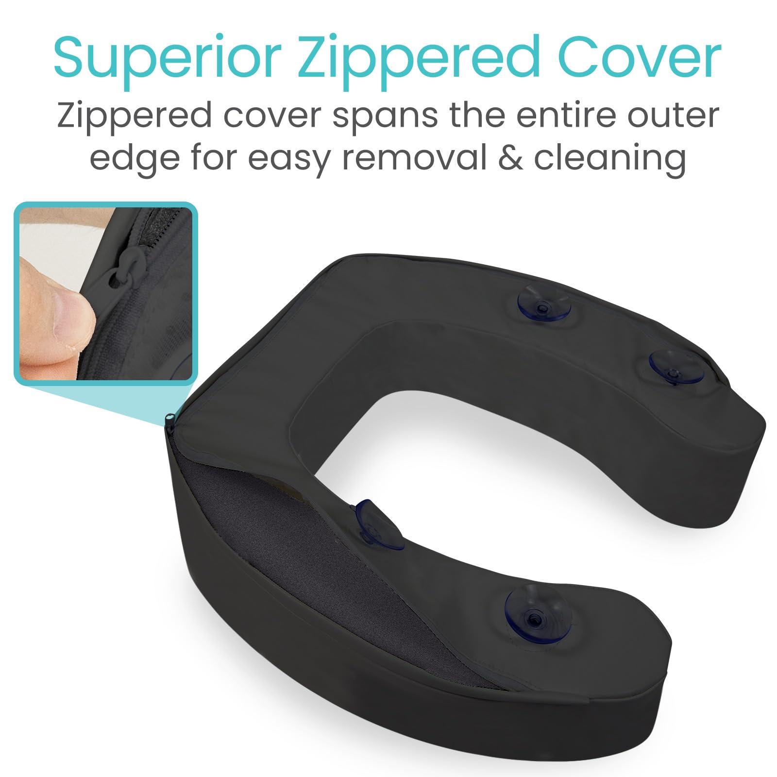 Vive Vive Toilet Seat Cushion (Soft Cushioned Foam) - Easy Clean Soft Padded Bathroom Attachment - Elongated, Standard Seats - Comfort and Support Donut for Handicap, Adults (2\" Cushioned Foam, Black)