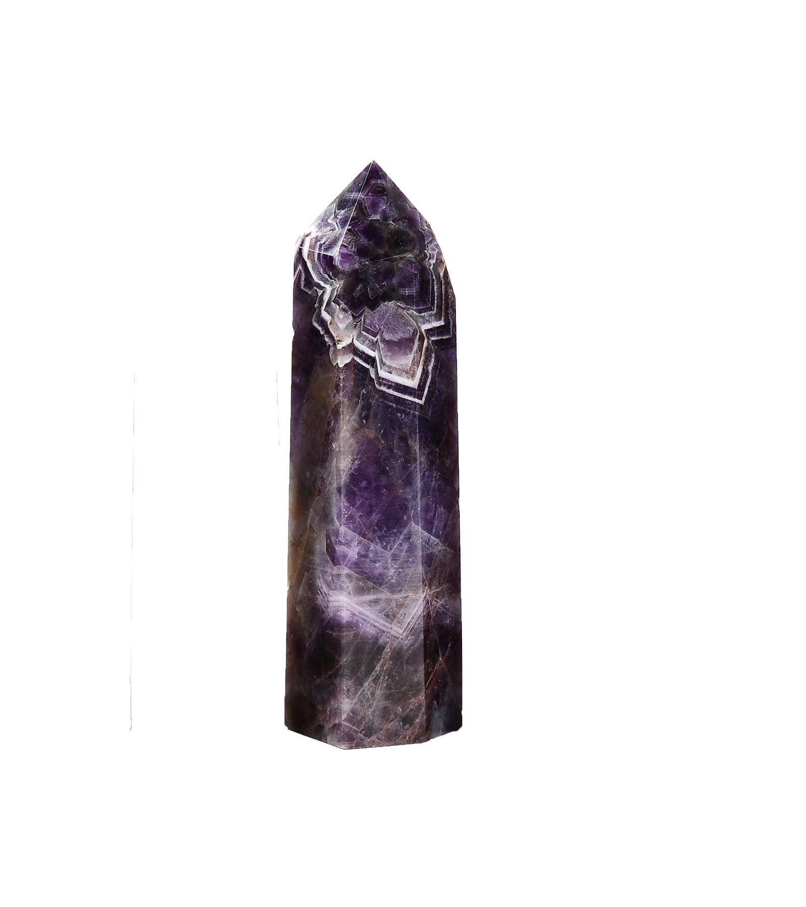 AMOYSTONE AMOYSTONE Large Crystal Tower Natural Dream Amethyst 6 Faceted Obelisk Healing Crystal Pillar Wand Tumbled Hexagonal Pointed 1-1.7 Lbs Home Dcor