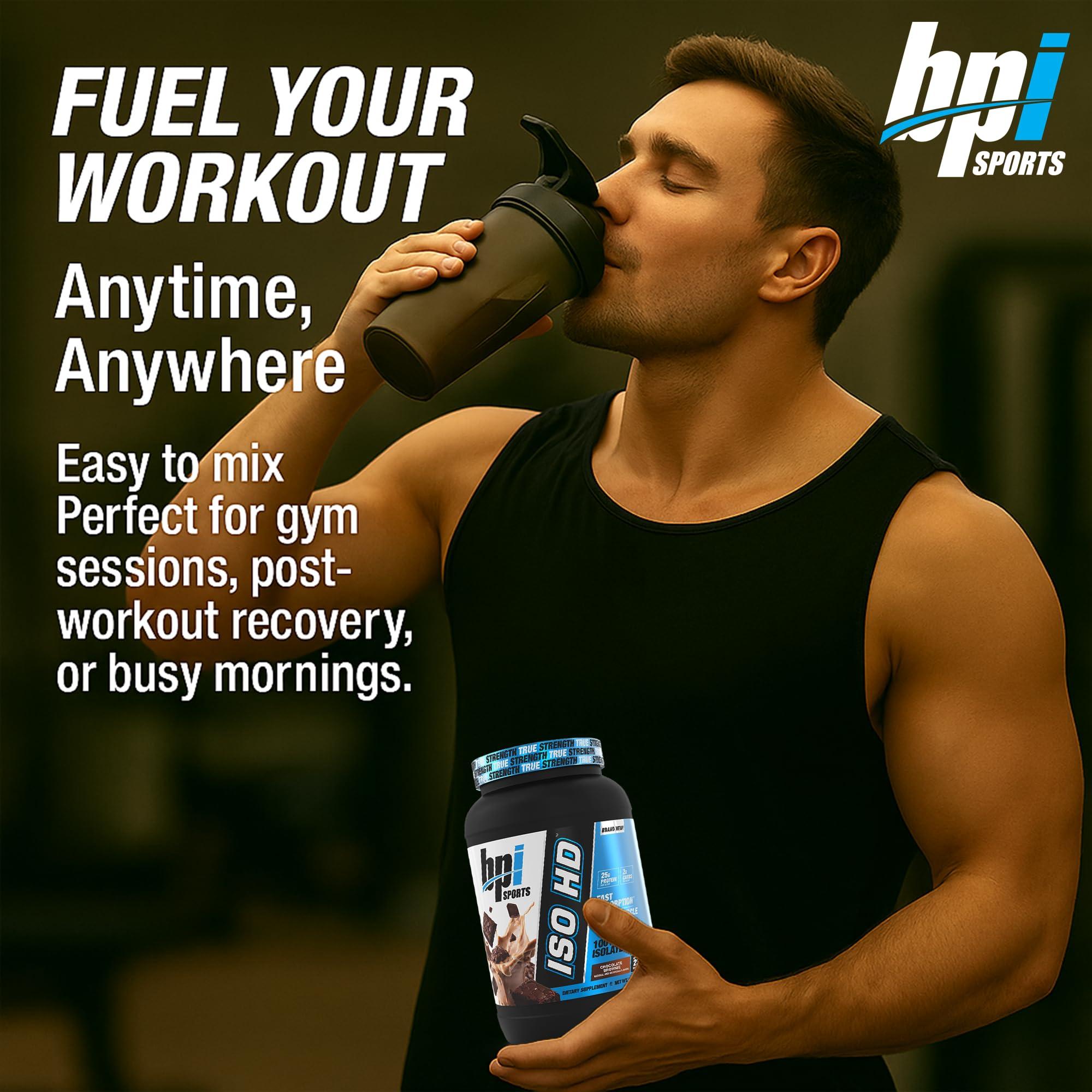 BPI Sports BPI Sports ISO HD Isolate Protein Powder  100% Whey Isolate, Protein Powder for Muscle Gain - Chocolate Brownie - 1.6 Lb - 23 Servings