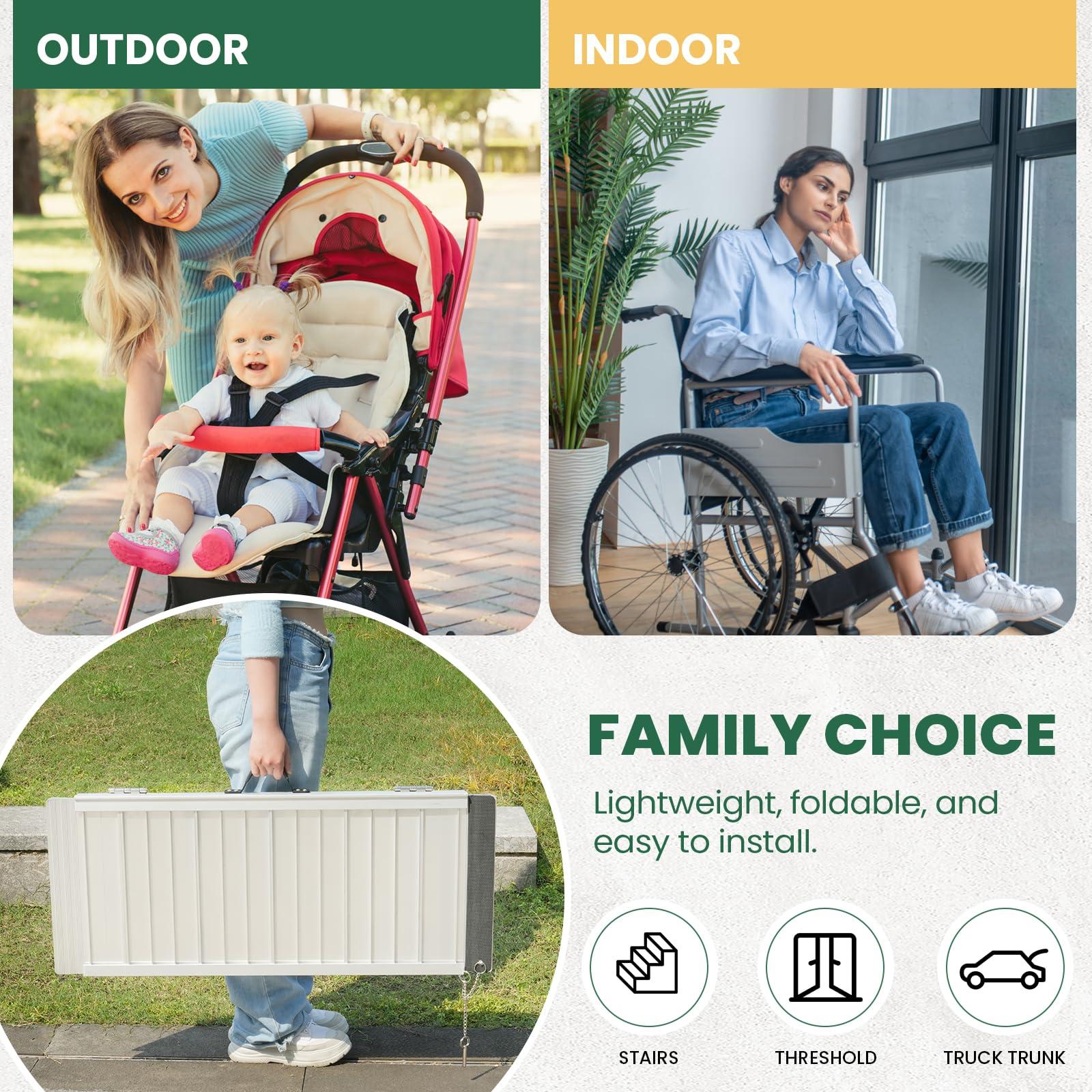 TaiH Leo TaiH Leo 3FT & 7FT Wheelchair Ramps, 800 LBS Capacity Wheel Chair Ramp, Portable Wheelchair Ramp Scooter Ramp, for Home, Steps, Stairs, Doorways, Curbs Black