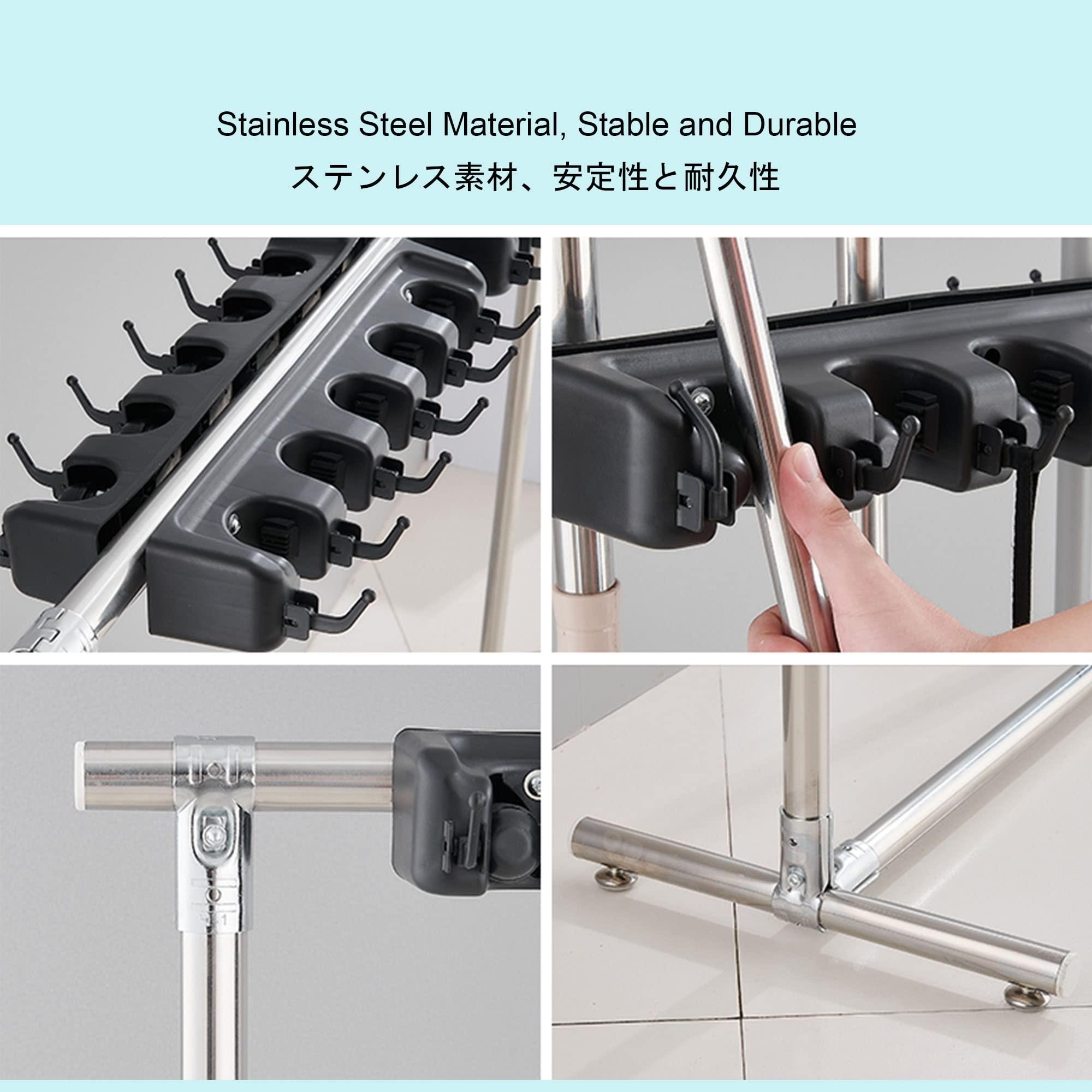 SCOOVY Racks Movable Commercial Stainless Steel Mop Rack,Mop and Broom holder,Floor Standing Mop Broom Holder Cleaning Tool Rack, Umbrella Stand,Schools,Factories,Hospitals,Garage,Home Organization Must Have