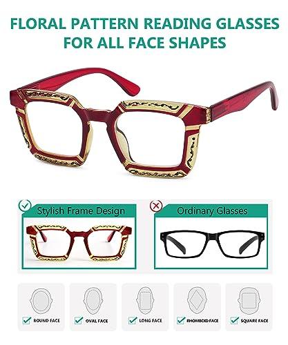 Eyekepper Eyekepper 4 Pack Reading Glasses for Women Floral Pattern Design Readers +2.75