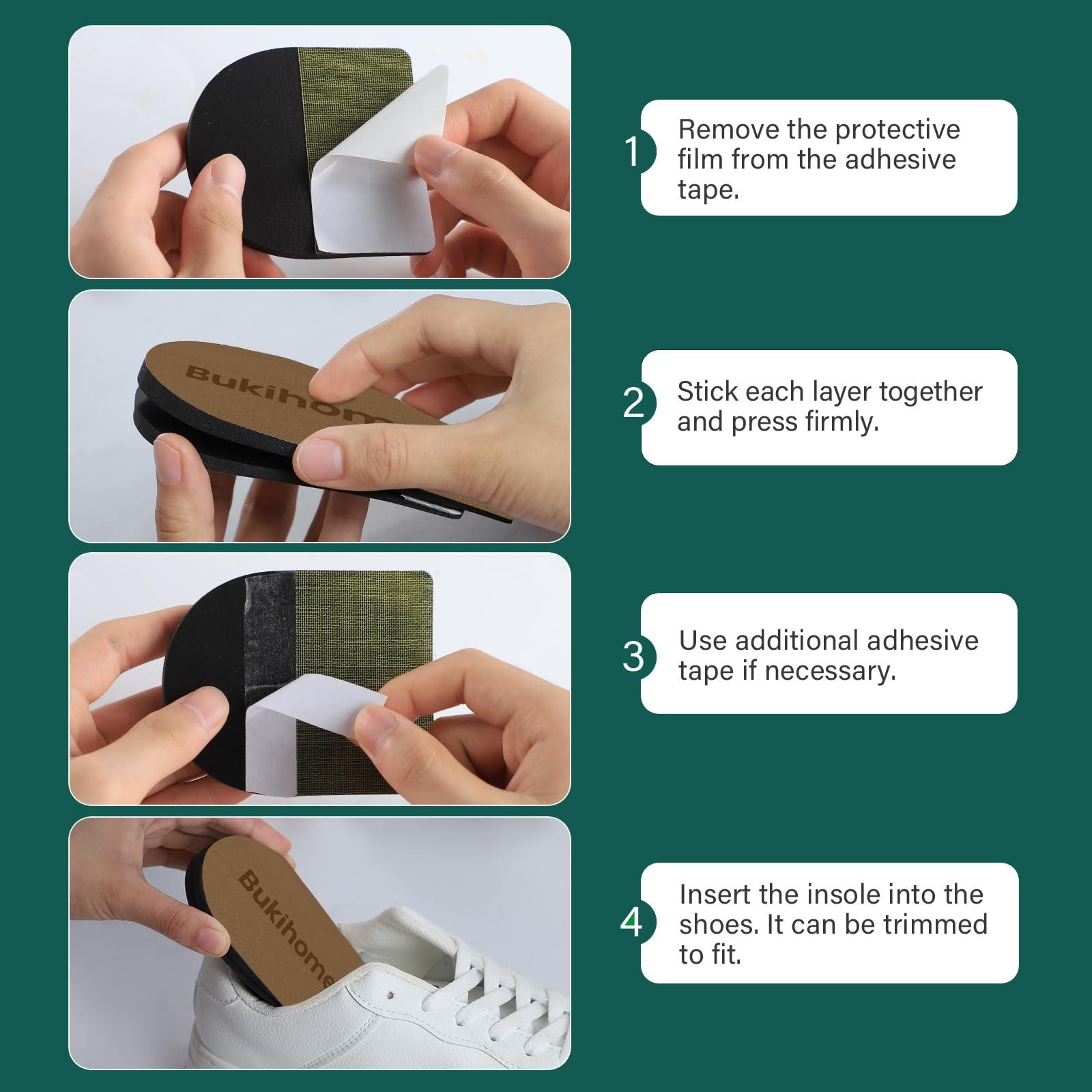 Bukihome Adjustable Heel Lift Inserts for Shoes - Bukihome Orthopedic Shoe Lift for Uneven Legs 4 Layers Height Increase Insole for Heel Pain,Heel Spur,Achilles Tendonitis,Large
