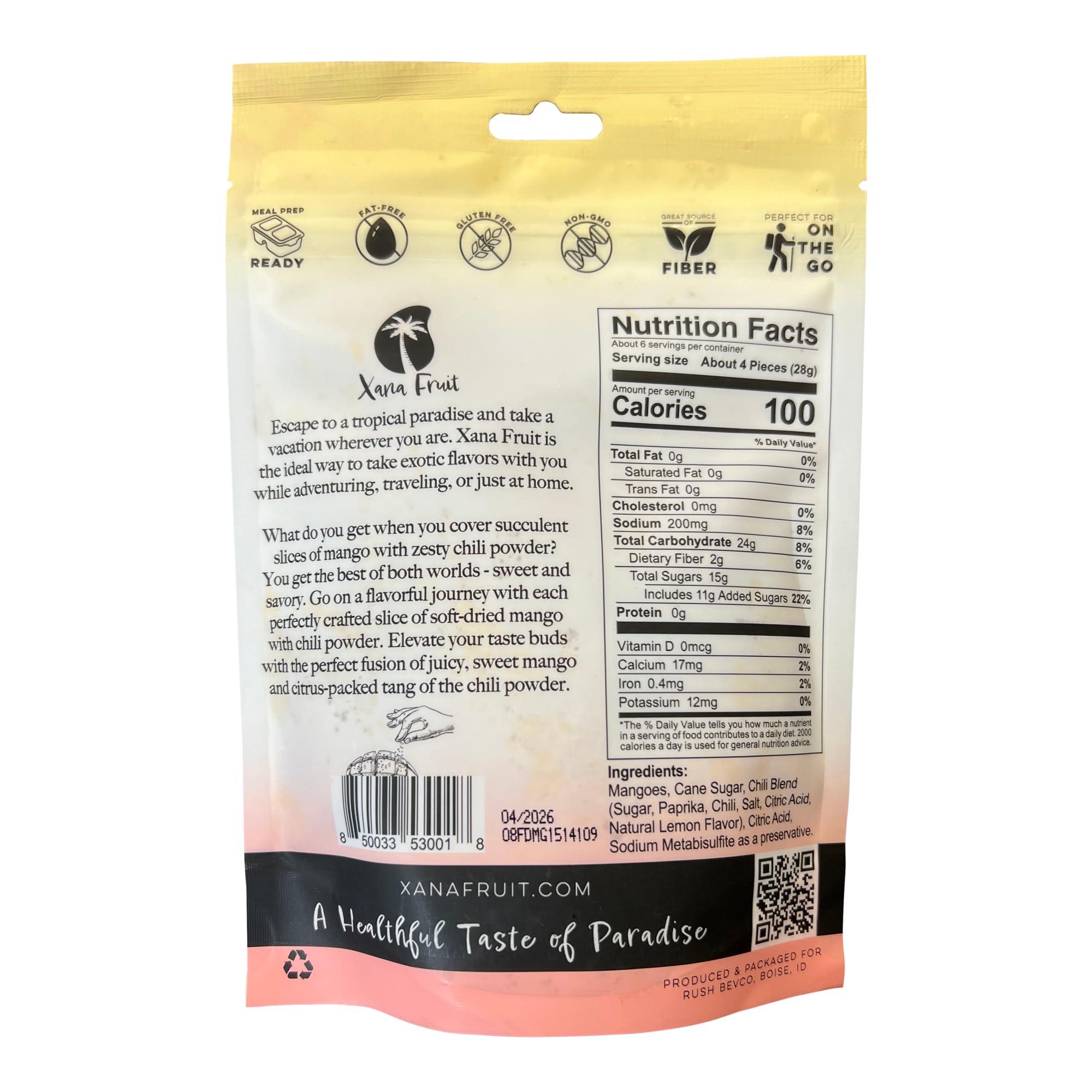 Xana Fruit Xana Fruit Soft Dried Fruit - Chili Mango Dried Fruit, 100% Fruit, Resealable Bag For Convenience, 6 Ounces
