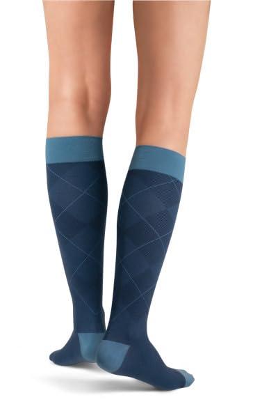 JOBST JOBST Casual Pattern Compression Knee High Socks, Closed Toe, 20-30 mmHg Firm Support for Swollen Legs, Ocean Blue, Size: Large, Regular Length