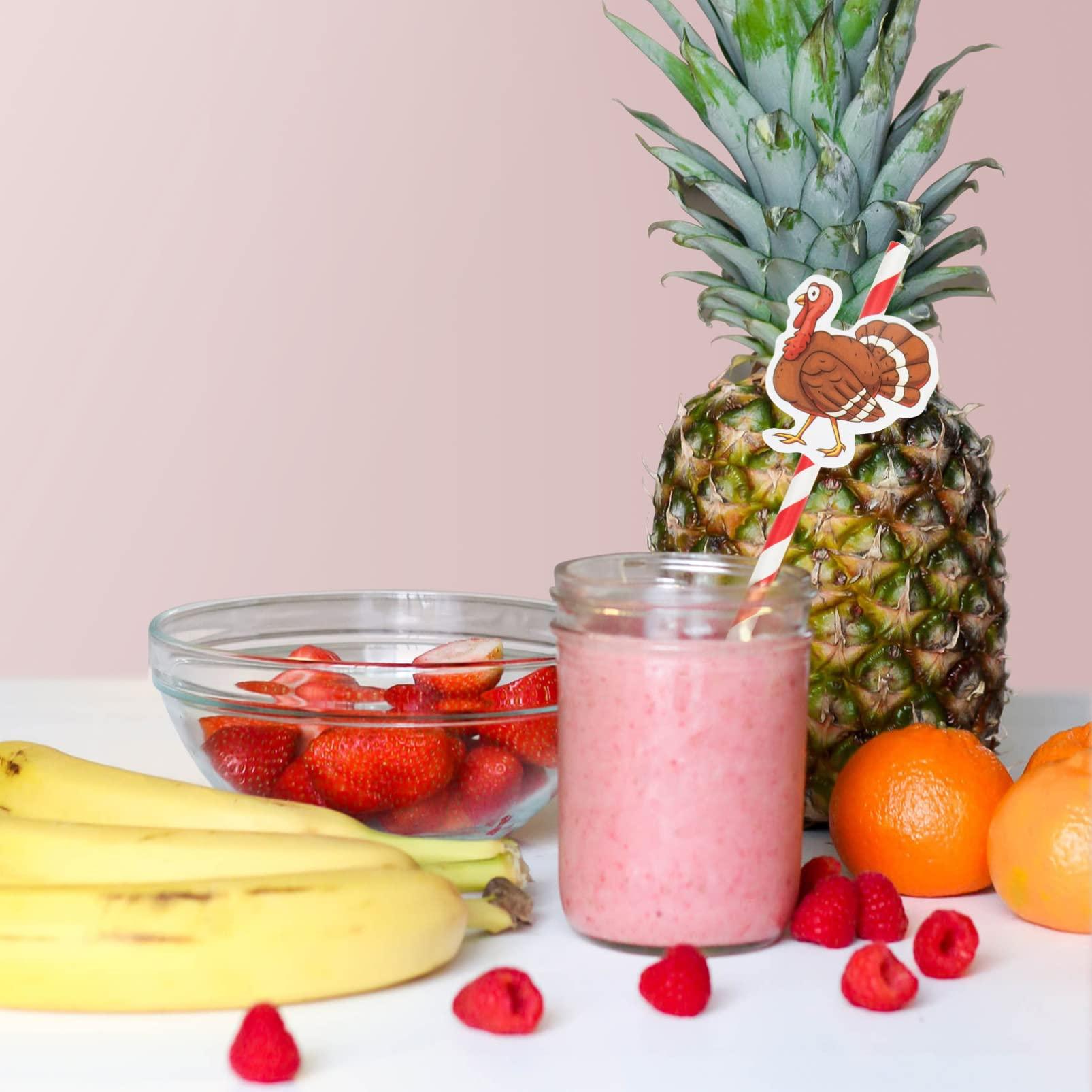 SEWACC 100pcs Thanksgiving Straw Milk Tea Straws Coffee Shop Straws Bar Straws Party Supplies Decorative Straw Beverage Straws Drinking Straws Paper Straws Thanksgiving Party Straws