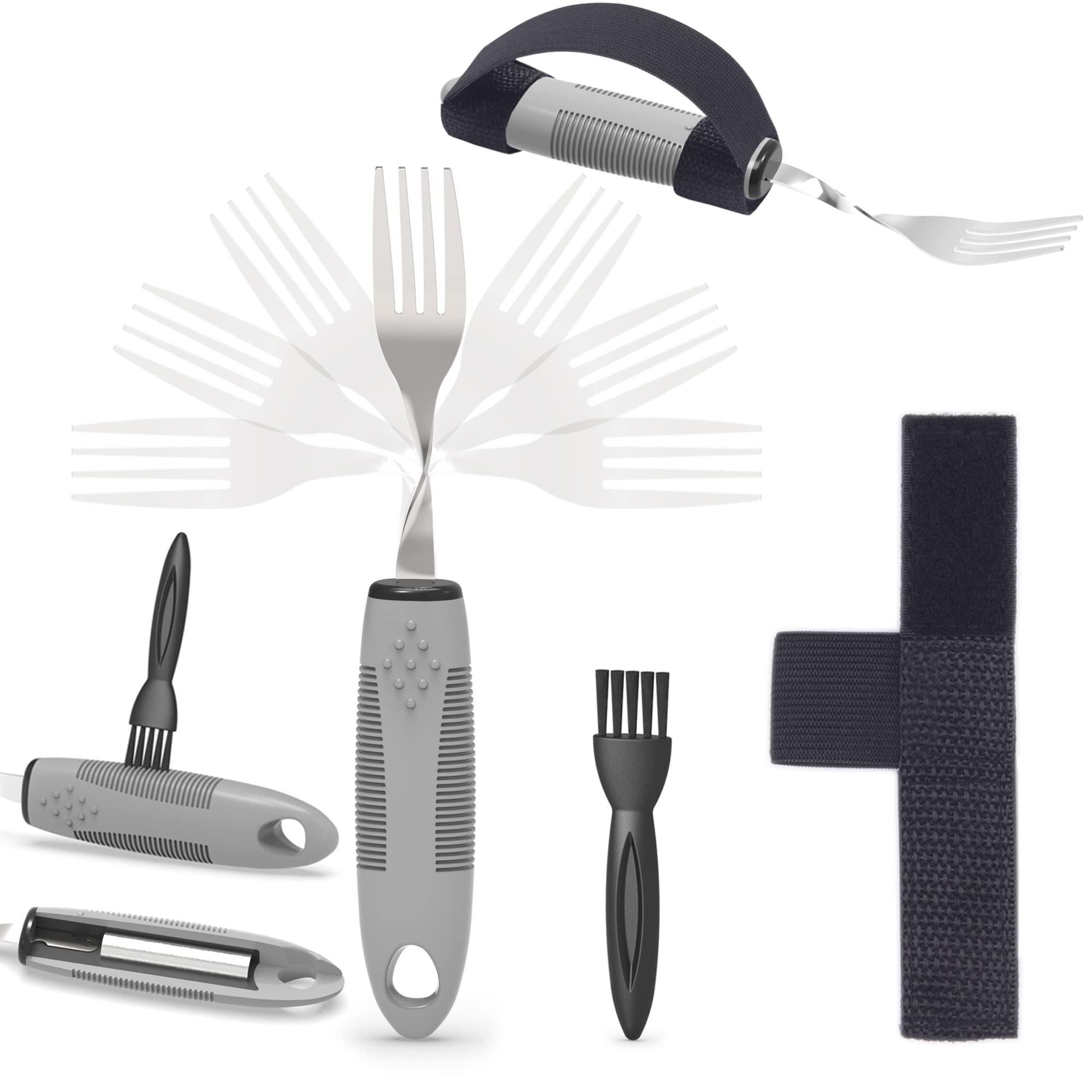 PKPKAUT PKPKAUT Bendable/Weighted Forks for Hand Tremors, Adaptive Handicap Fork for Parkinsons Patients, Parkinson Curved Fork for Shaking Hands, Liftware Angled Arthritis Fork for Adults Disabled Elderly