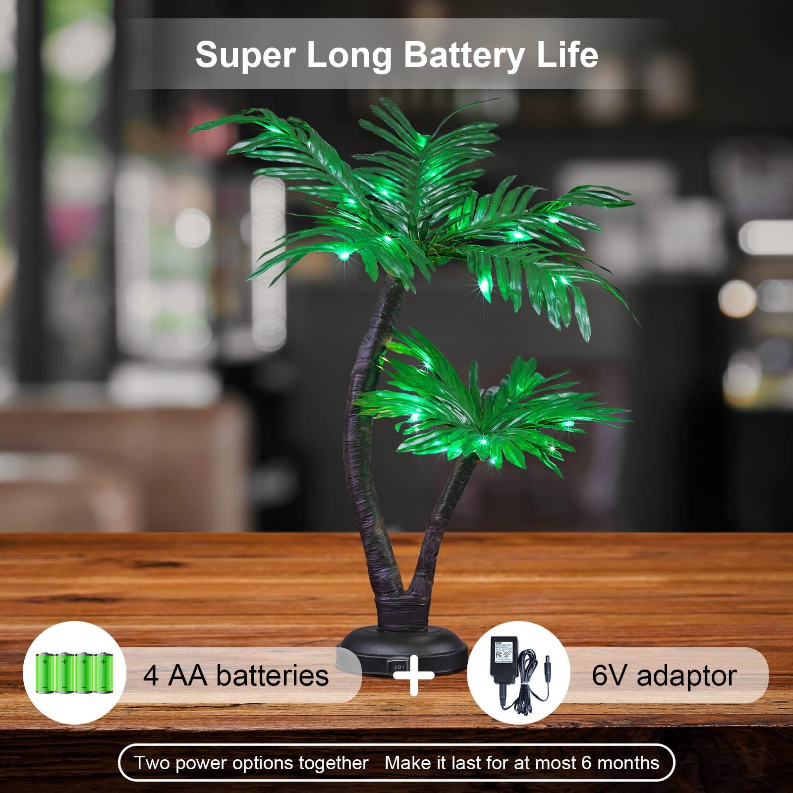 SPIRIT STAR CHRISTMAS CENTER 7FT Lighted Palm Tree and 24Inch Palm Tree Bonsai Light for Indoor Outside Tropical Tiki Hawaii Summer Christmas Decoration