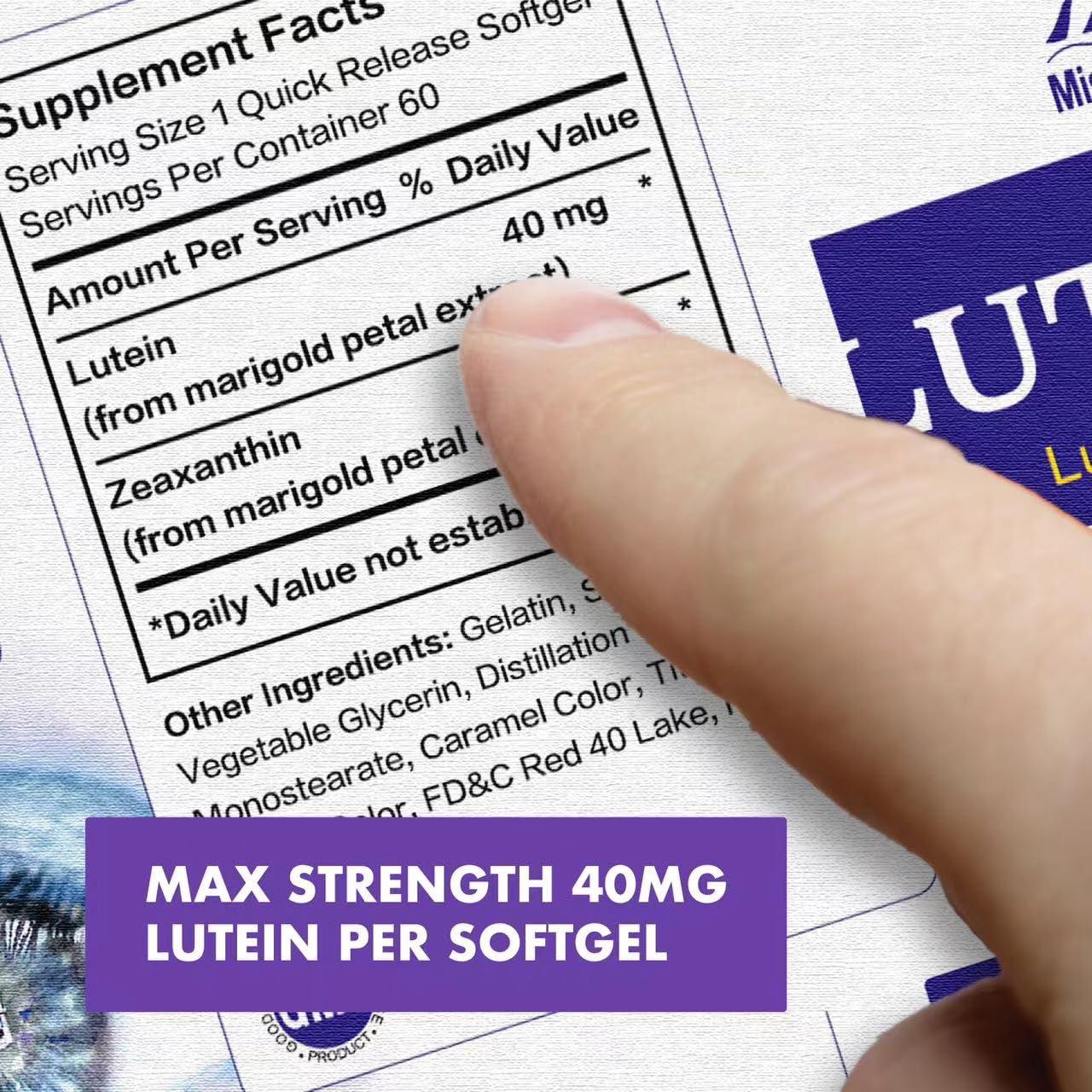 Mission Hill Foods Mission Hill Foods Premium Lutein & Zeaxanthin Eye Health Supplement (2 Bottles-4mo Supply) | 40mg | 120 Softgels | Vitamin Pills for Eyes | Non-GMO & Gluten Free