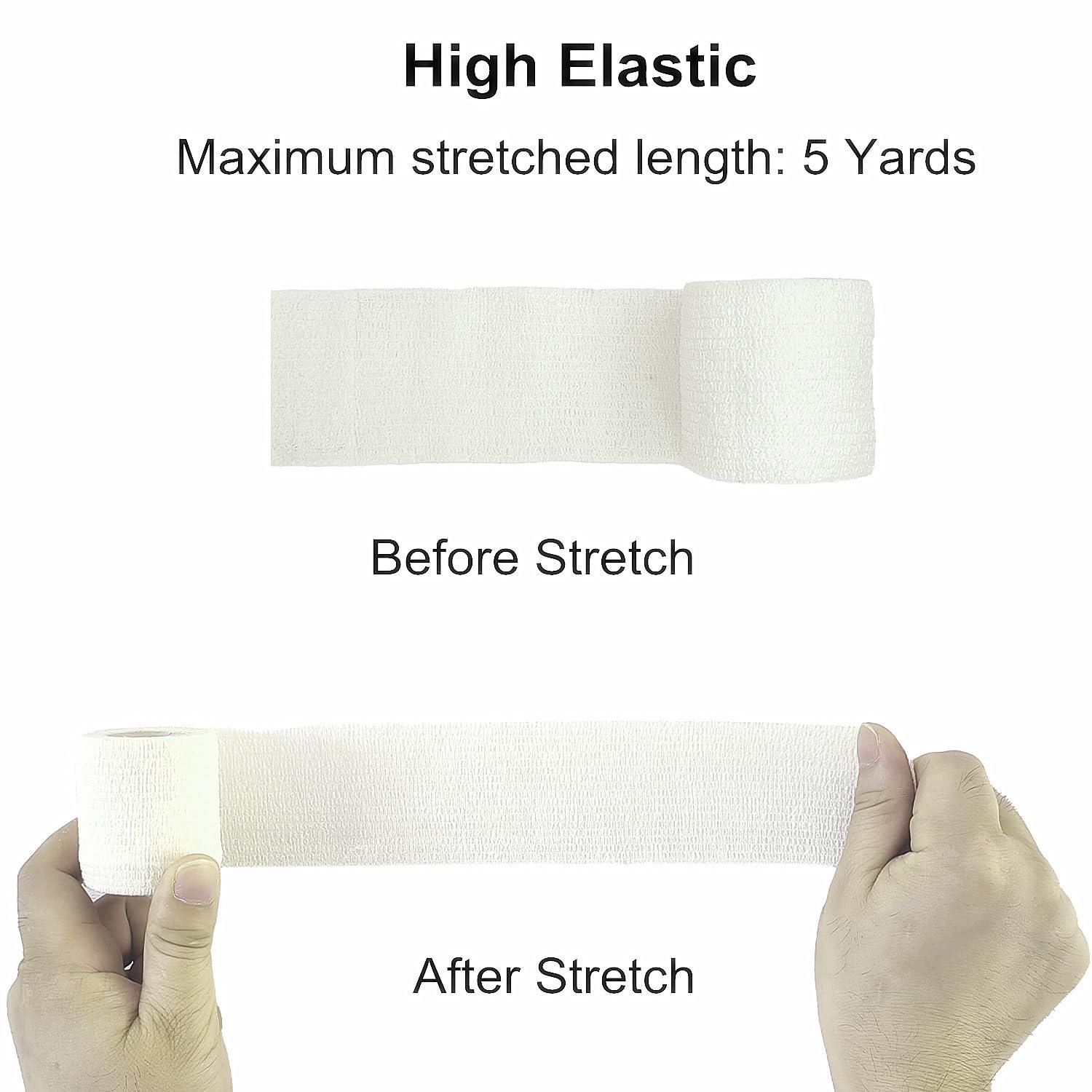 Baisunt Baisunt 6 Pack 2 Inches Cohesive Bandage Self Adhesive Wrap Elastic Self Adherent Vet Wrap Breathable Self Stick Tape for Wrist, Ankle, Sports, Tatoo Wrap(5 Yards, White)