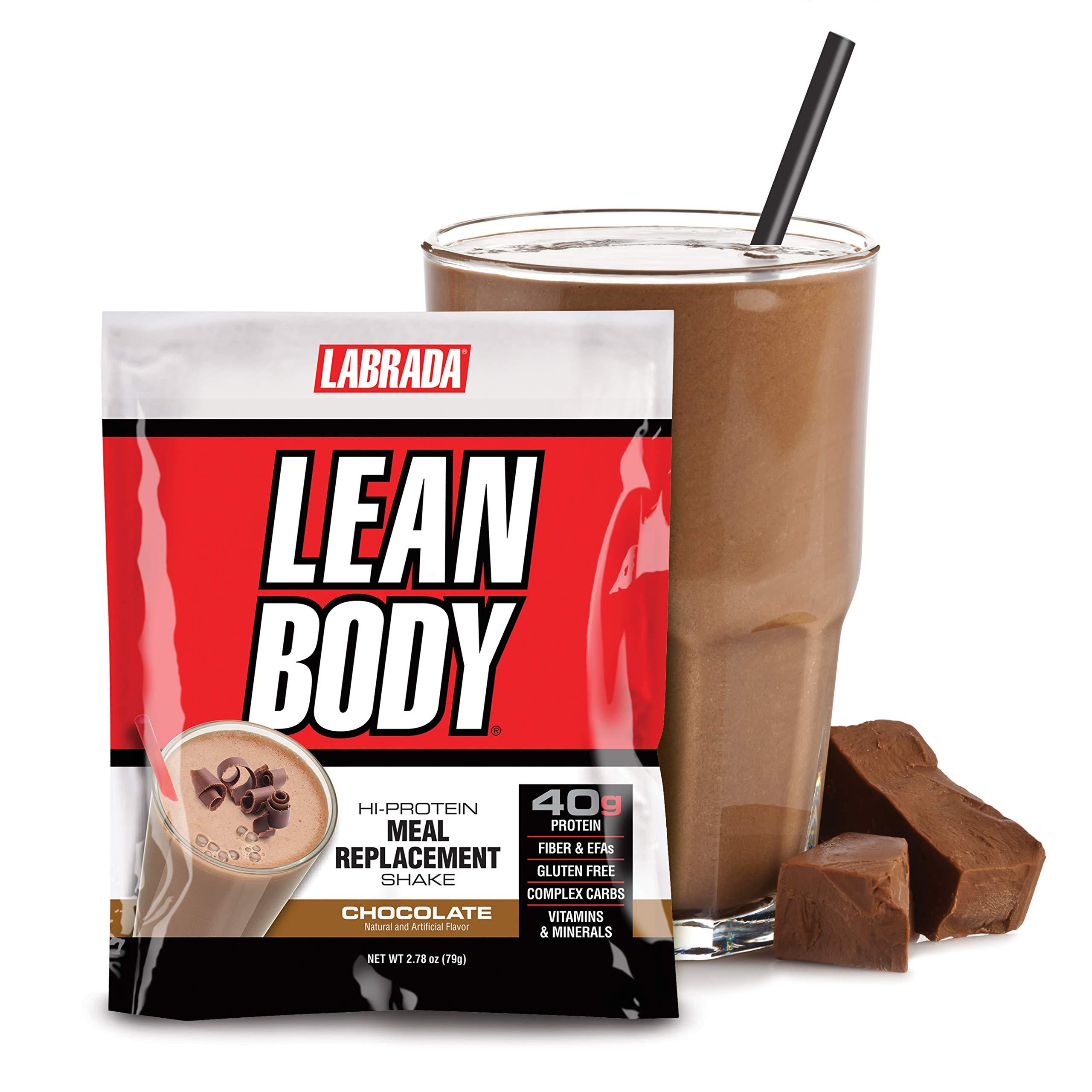 Labrada Lean Body MRP All-In-One Chocolate Meal Replacement Shake, 40g Protein, Whey Blend, 8g Healthy Fats EFA's & Fiber, 22 Vitamins and Minerals , No artificial color, Gluten Free, (42 Packets)