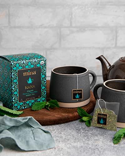 Mina Mina Nana Organic Moroccan Mint Herbal Tea, 15 Biodegradable Sachets - Refreshing Moroccan Mint Tea Bags, Herbal Tea, Caffeine-Free Moroccan Mint Tea Bags