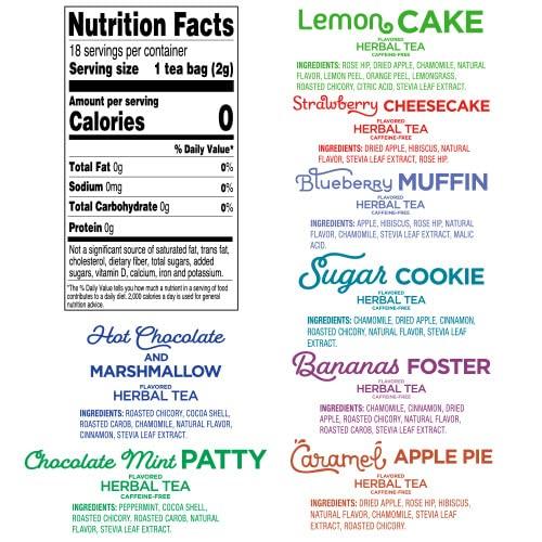 Red Rose Red Rose Sweet Temptations Dessert Tea Variety Pack, Zero Sugar, Caffeine-Free Flavored Delicious Beverage Herbal Tea, 18 Count Pack of 8 Fruit Naturally Flavored Black Tea Gift Set