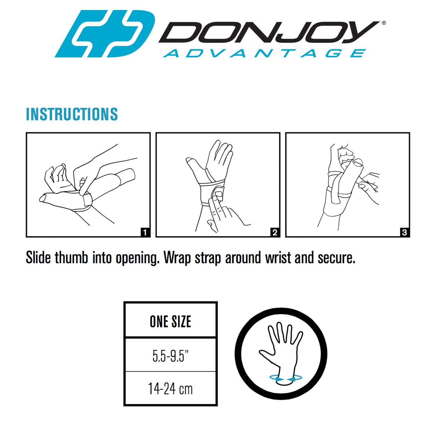 DonJoy DonJoy DA161TB01-BLK Wrap Around Stabilizing Thumb Splint, Black, Adjustable, Fits 5.5\" to 9.5\"