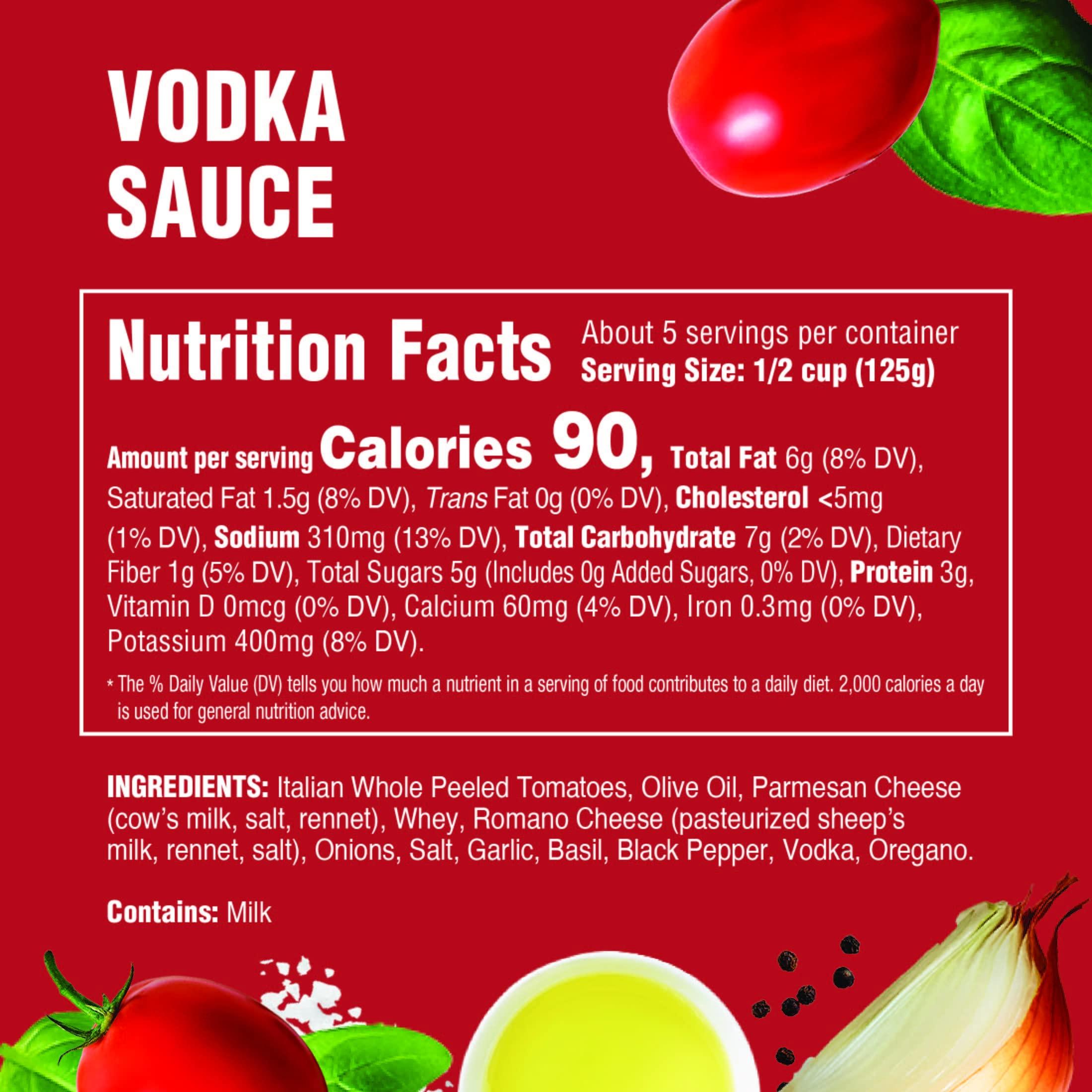Rao's Homemade Rao's Homemade Vodka Sauce | 24 oz | Creamy Tomato Sauce | Pasta Sauce | Carb Conscious, Keto Friendly | All Natural, Premium Quality | With Parmigiano Reggiano and Pecorino Romano Cheeses & Vodka