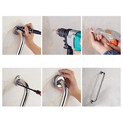 LSXIAO-Wall Art Stainless Steel Grab Rails, Bathroom Non-slip Handle, Old Man Handicapped Barrier-free Safety Handle, Bathroom Handle, Toilet Railing including Mounting Screws ( Color : Silver , Size : 60cm )