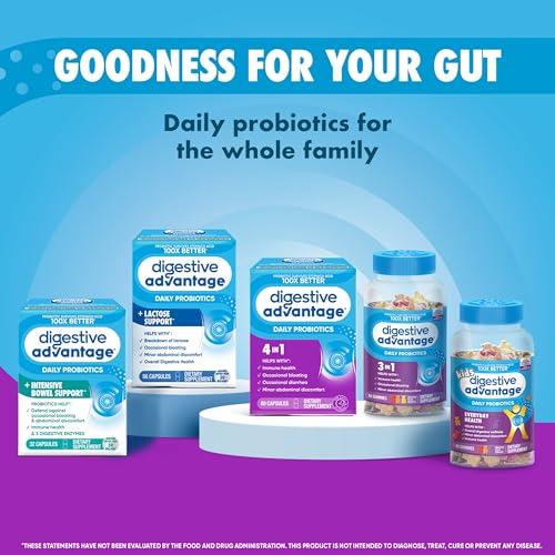 Digestive Advantage Digestive Advantage Probiotics For Digestive Health, Daily Probiotics For Women & Men, Supports Gut Health, Occasional Bloating & Diarrhea, Minor Abdominal Discomfort, & Immune Support, 60ct Capsules
