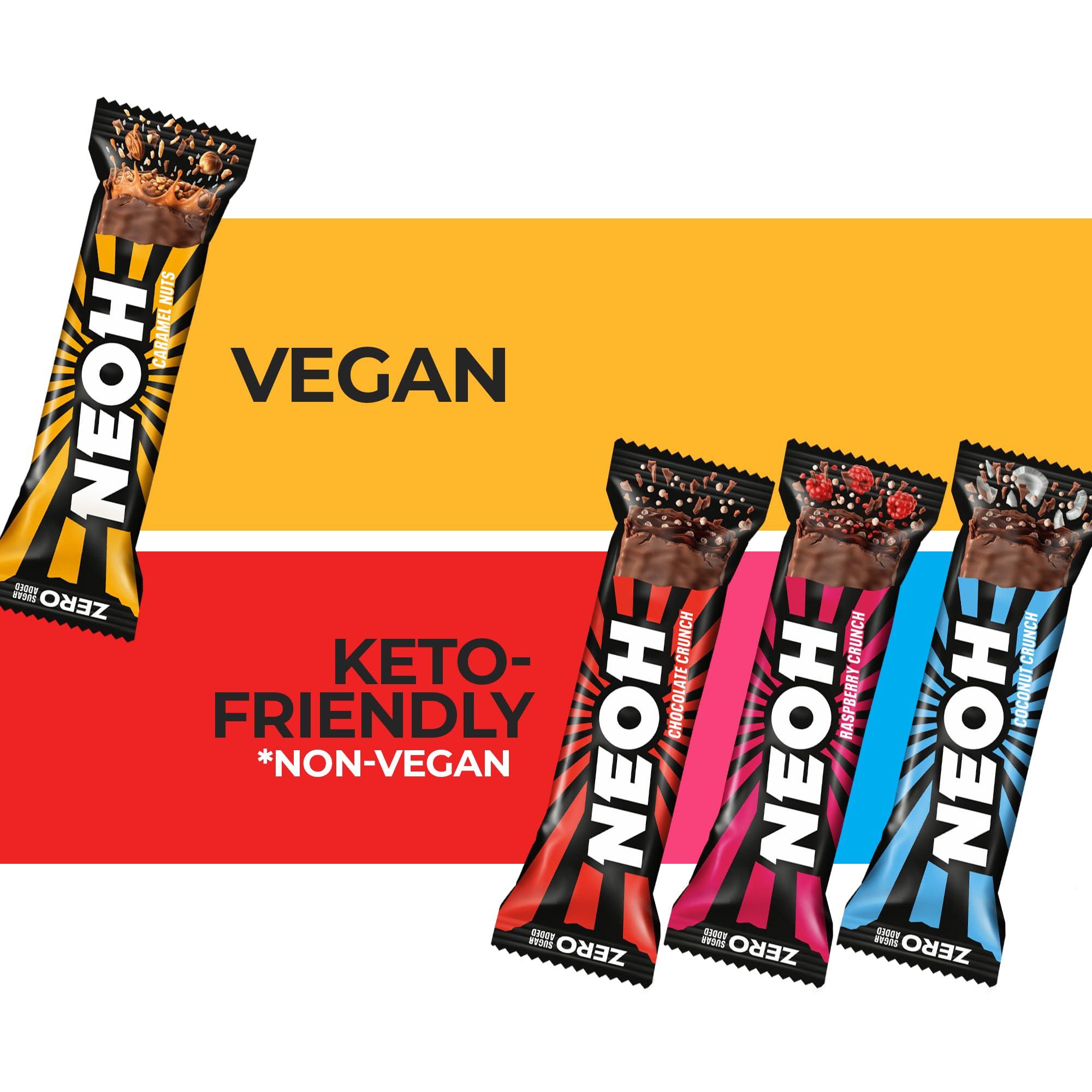 NEOH NEOH Raspberry Bars - Keto Chocolate Dipped Candy Bar, Gluten-Free Low-Calorie, Low-Carb, Plant-Based, High-Fiber Snacks, No Added Sugar, 1 Ounce Individually Wrapped Bars, 24 Pack