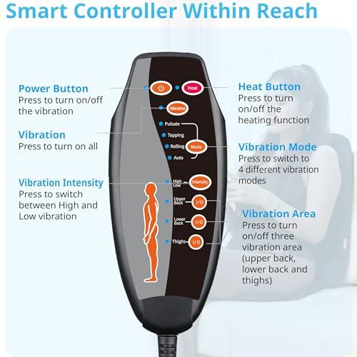CARSHION CARSHION 10 Vibration Motors, Massage Seat Cushion with Heat,Back Massager for Chair Back Massager Heated Seat Cover Massage Chair Pad for Pain Relief Home Office Use