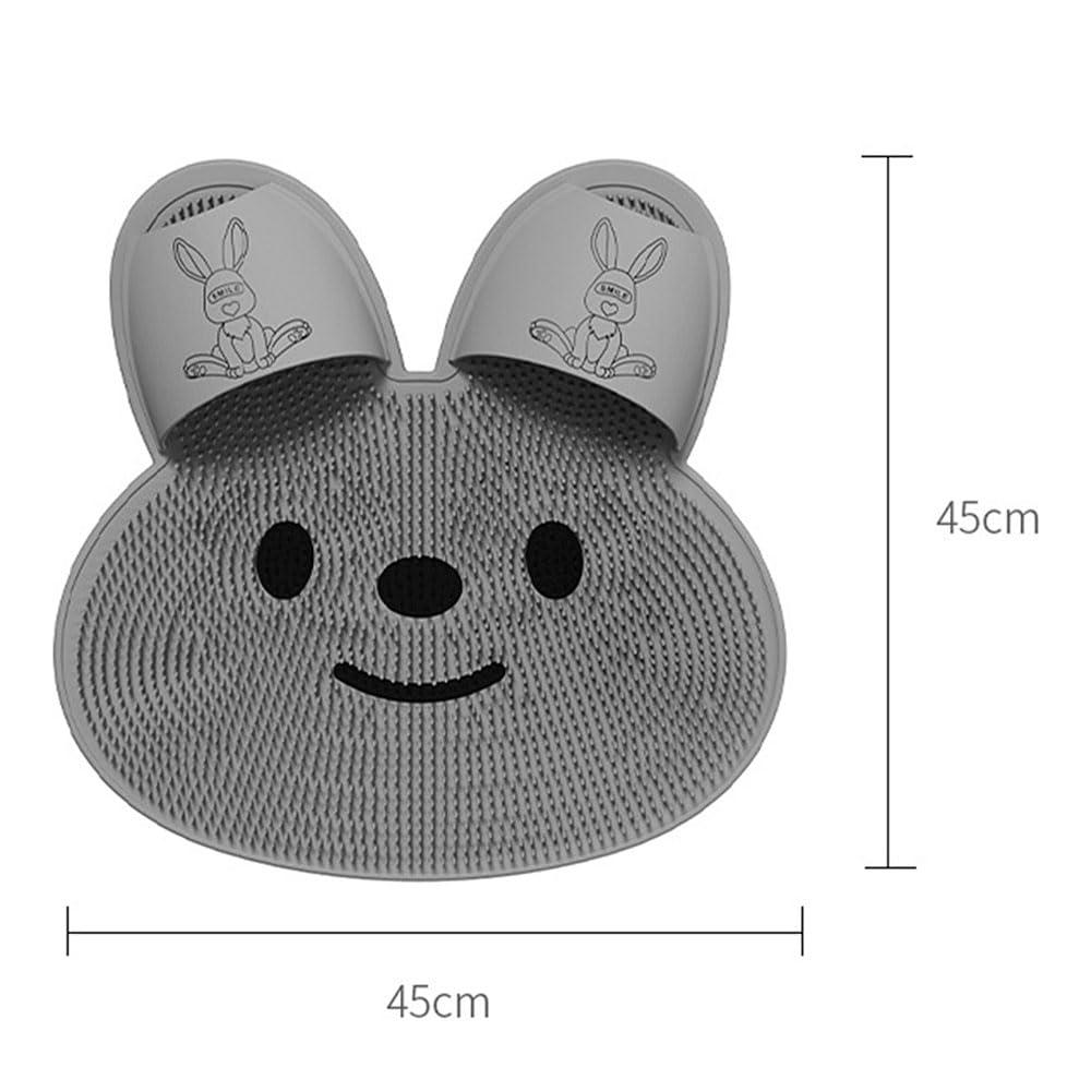 Generic Shower Foot Scrubber Mat with Non Slip Suction Cups,Shower Foot Scrubber Massager Cleaner, Wash Foot Bath Massage Cushion Bathroom Rabbits Shape Slipper for Foot Circulation Reduce Foot Pain Grey
