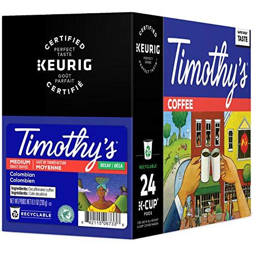 TIMOTHY'S Timothy's Decaf Colombian Coffee, Single-Serve Keurig K-Cup Pods, Medium Roast Coffee, 96 Count