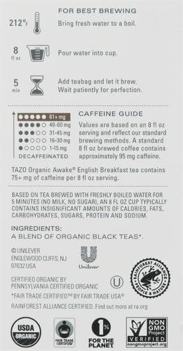 TAZO TAZO Organic Awake English Breakfast Black Tea, 16 Total Tea Bags