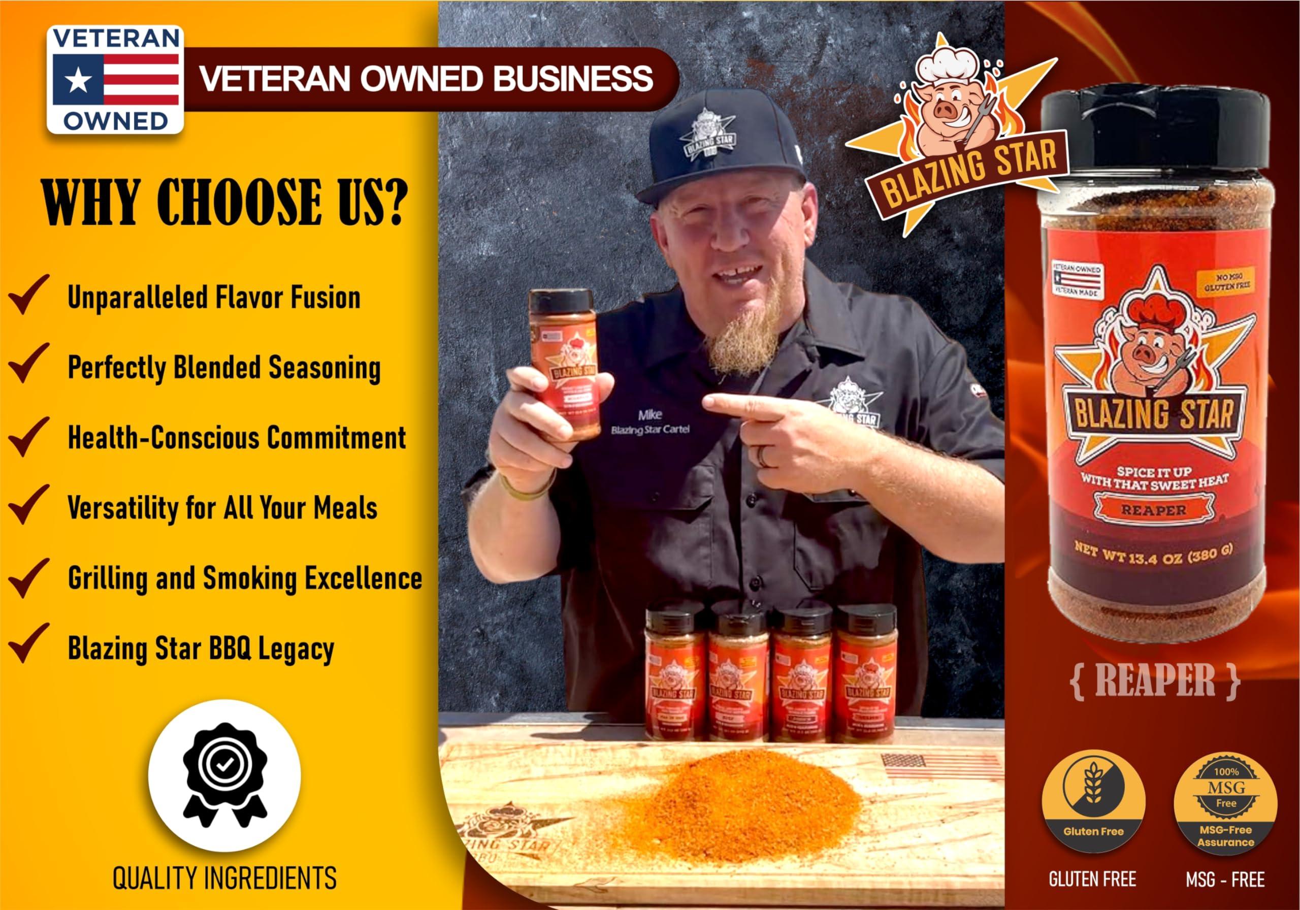 Blazing Star BBQ Blazing Star BBQ Reaper Rub & Seasoning, Shaker Spice Mix 13.4 Oz