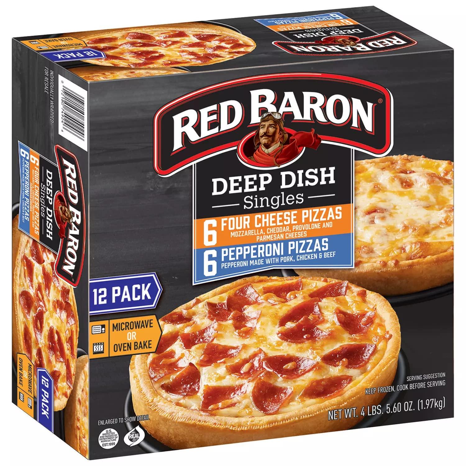 Ready Set Gourmet Red Baron Singles Deep Dish Pizza Variety Pack - Four Cheese Pizzas and Pepperoni Pizzas - 6 Flavors Each - 2 Pack (12 x 5.60 oz Each) - Ready Set Gourmet Donate a Meal Program