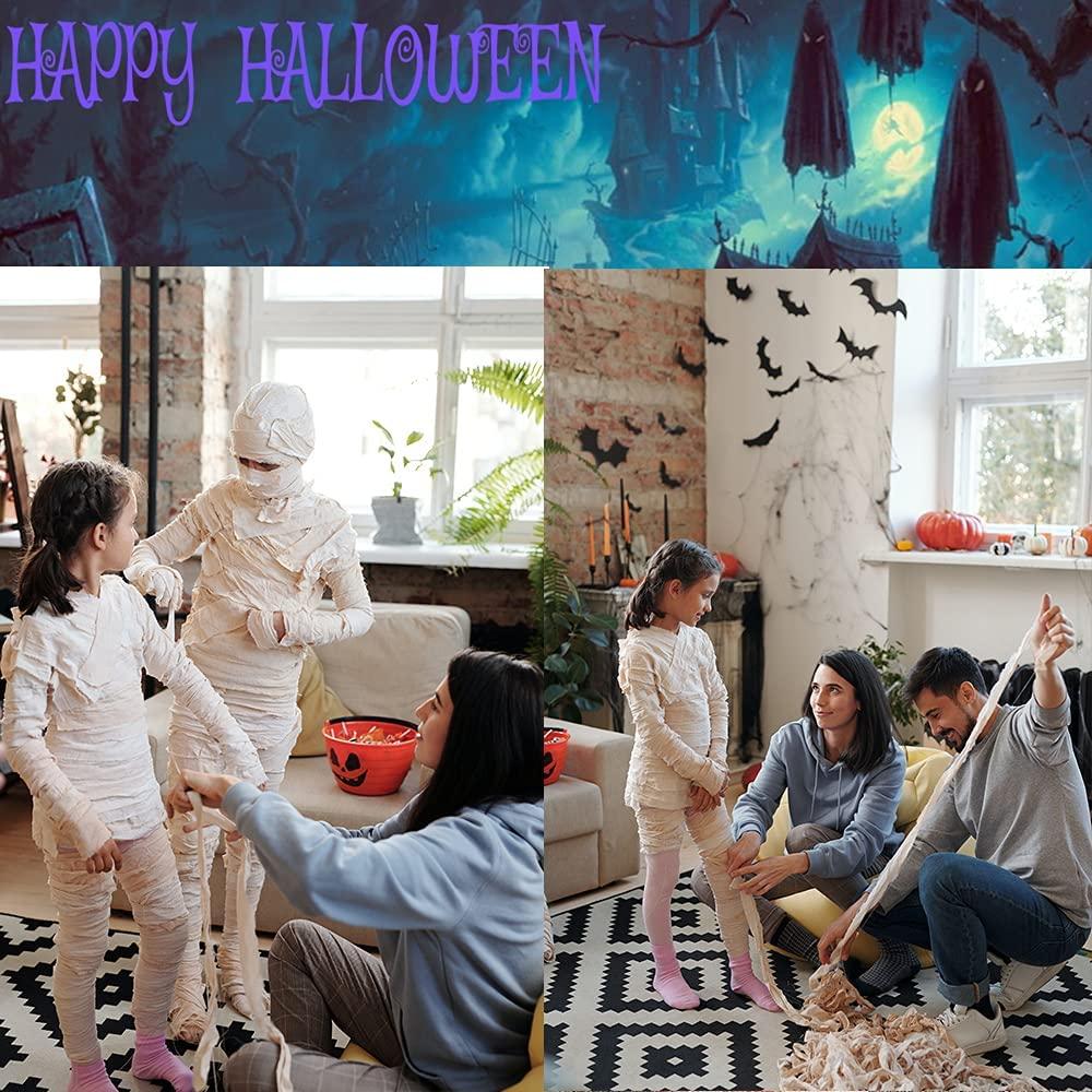 Furimuk Furimuk 2 Rolls Halloween Mummy Bandage Wrap for Party Photo, Zombie Self Adhesive Gauze Bandage Roll for Cosplay Costume Wrap, Party Photography Props
