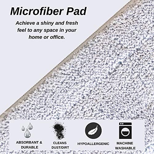 Rhodium Floors Black Flat Floor Mop and Bucket Set, Stainless Steel Bucket and Telescopic Handle, 2 Washable Mop Pads, Professional Home and Office Cleaner for All Types of Floors, Hardwood, Laminate, Tile