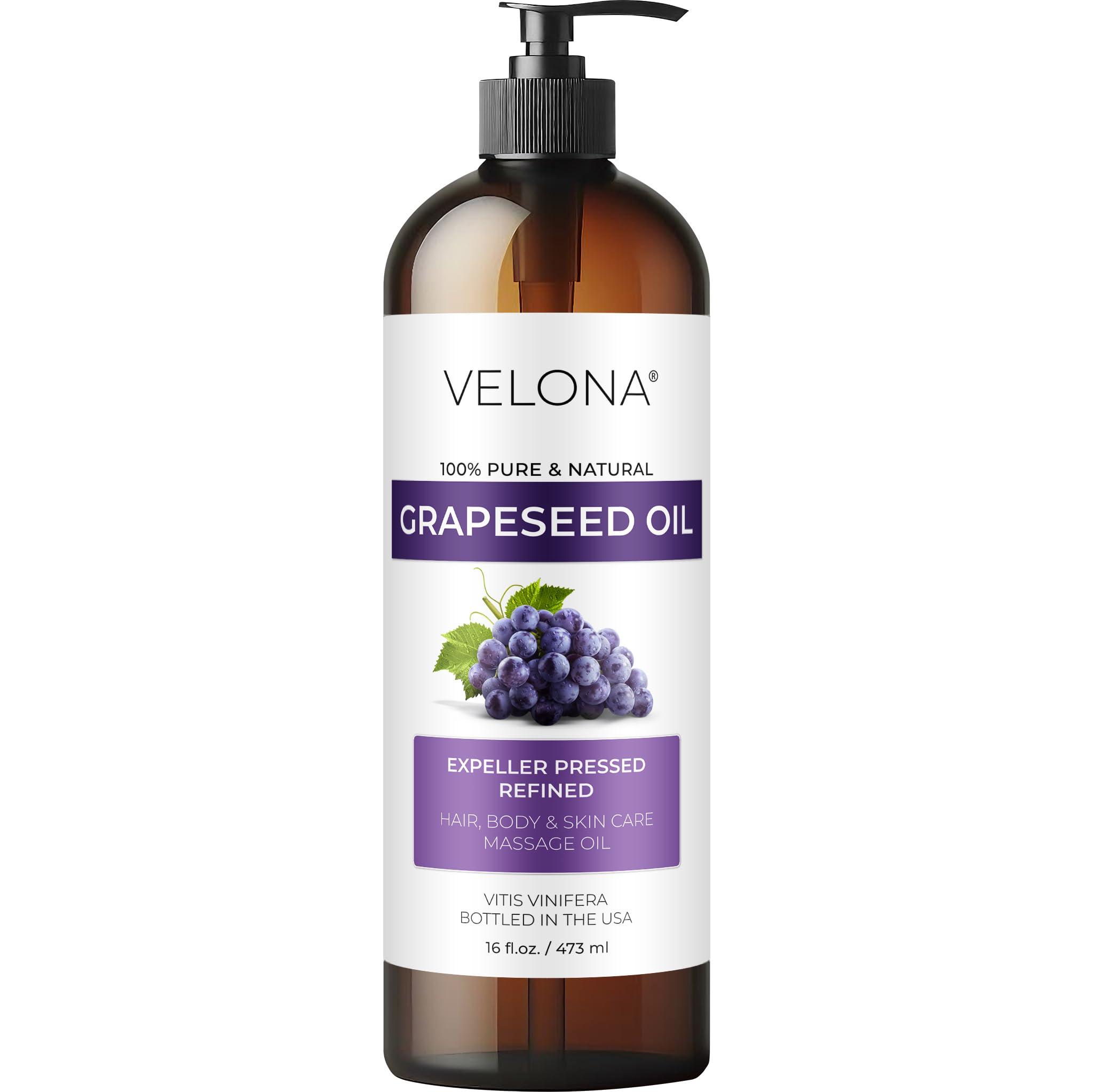 velona velona Grapeseed Oil 16 fl oz | 100% Pure and Natural Carrier Oil | Refined, Cold pressed | Skin, Face, Body, Hair Care | Use Today - Enjoy Results