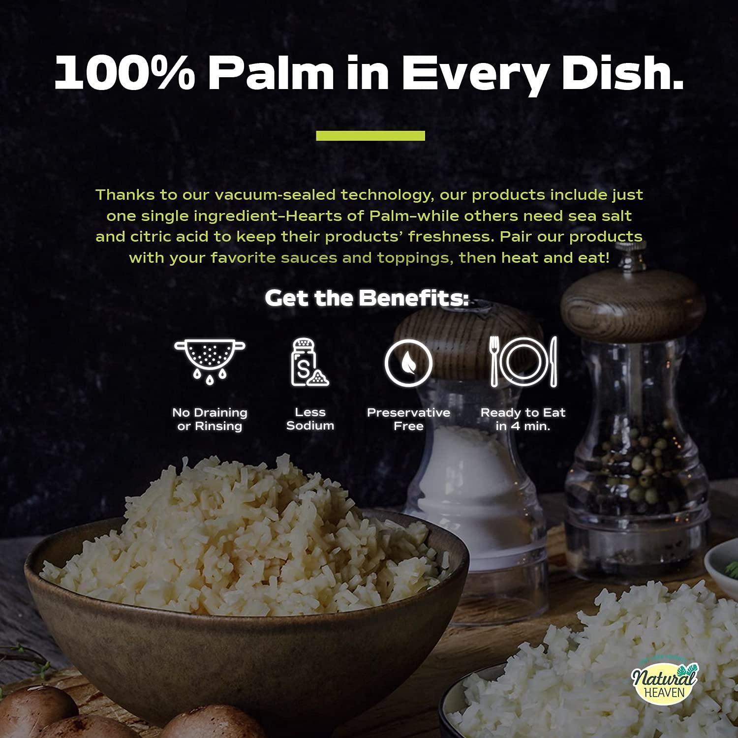 Natural Heaven Natural Heaven Rice, Hearts of Palm White Rice, Gluten Free, Vegan, Low Carb Rice for a Keto Snack or Healthy Food Meal, 9 Oz