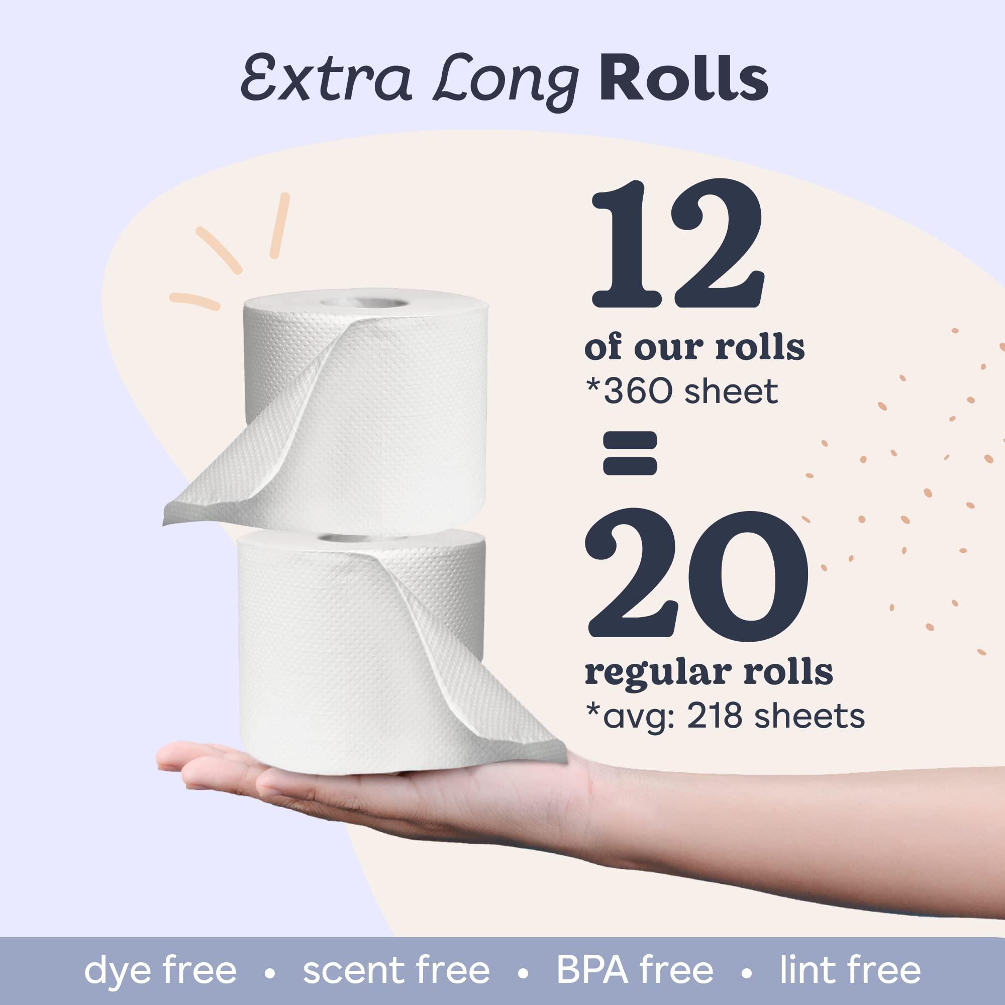 Betterway Betterway Bamboo Toilet Paper 3 Ply - Sustainable Toilet Tissue - 12 Double Rolls & 360 Sheets Per Roll - Septic Safe - Organic, Plastic Free - FSC Certified