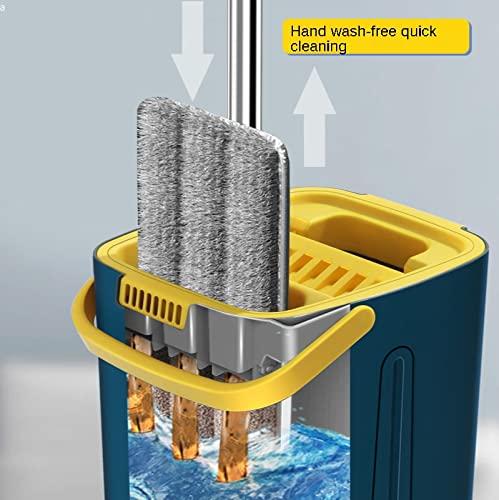 GRFIT Microfiber Mop Flat Squeeze Mop with Bucket 360 Rotating Hand Free Washing Floor Cleaning Mop Microfiber Pads Wet Dry Usage Home Wood Floor Cleaning Tile Floor Cleaning (Color : B-Bucket Mop 4pcs Pad