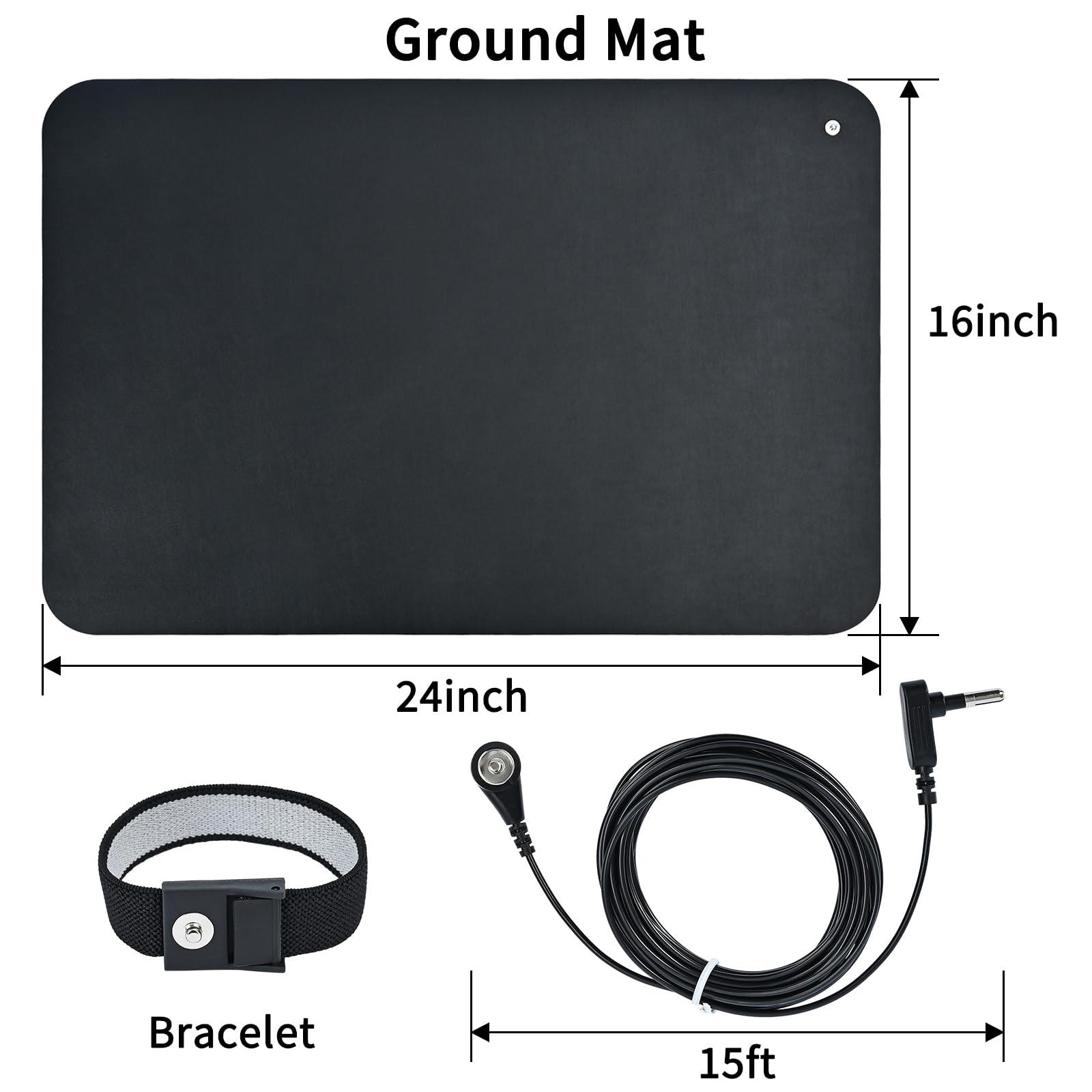 HRSDZKJ Grounding Mat for Sleep,Healthy Grounding Energy with Grounding Wristband and 15ft Straight Cord, Reduce Inflammation, Improve Sleep and Helps with Anxiety (24x16 Inch)