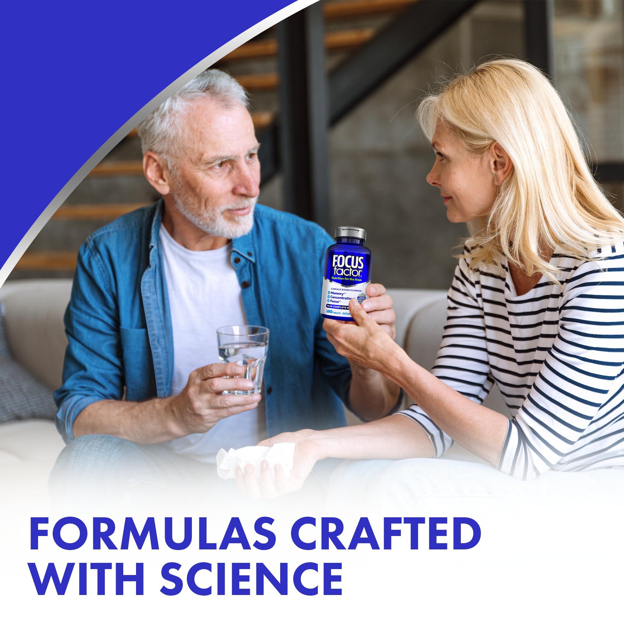 Focus Factor Focus Factor Brain Supplement Multivitamin Improve Memory and Clarity Boost Concentration Neuro Energy Learning Reasoning for Men and Women 180 Tablets