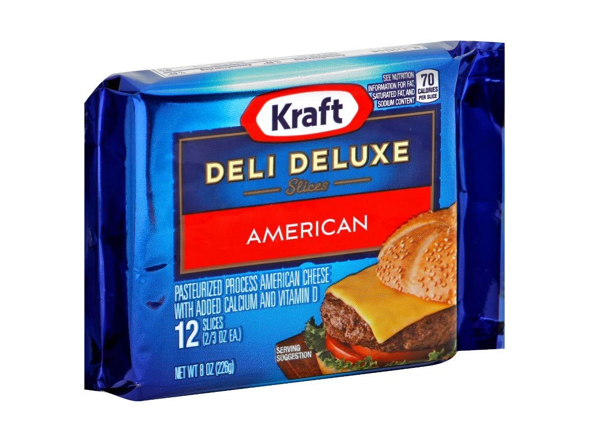 Kraft Kraft Deli Deluxe American Sliced Cheese, 8 Ounce -- 12 per case.